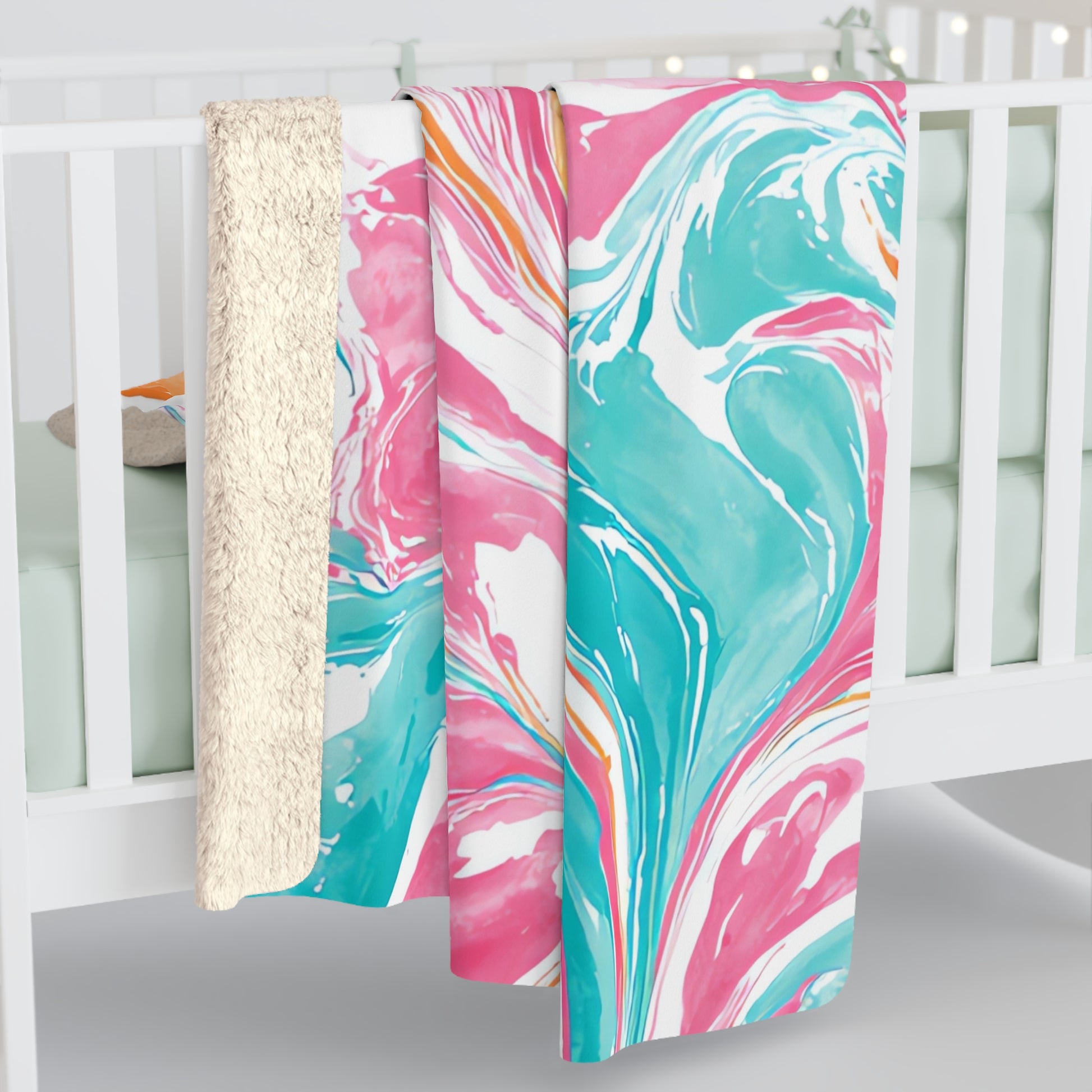 Liquid Pastel Spill II Multi-Color Sherpa Fleece Blanket, Artsulli - Art is Long, Life is Short, Home Decor, , , , , , , 