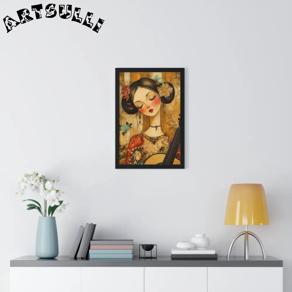 JAKKOUTTHEBXX Stylized Woman Musician Wood-Framed Poster 2025