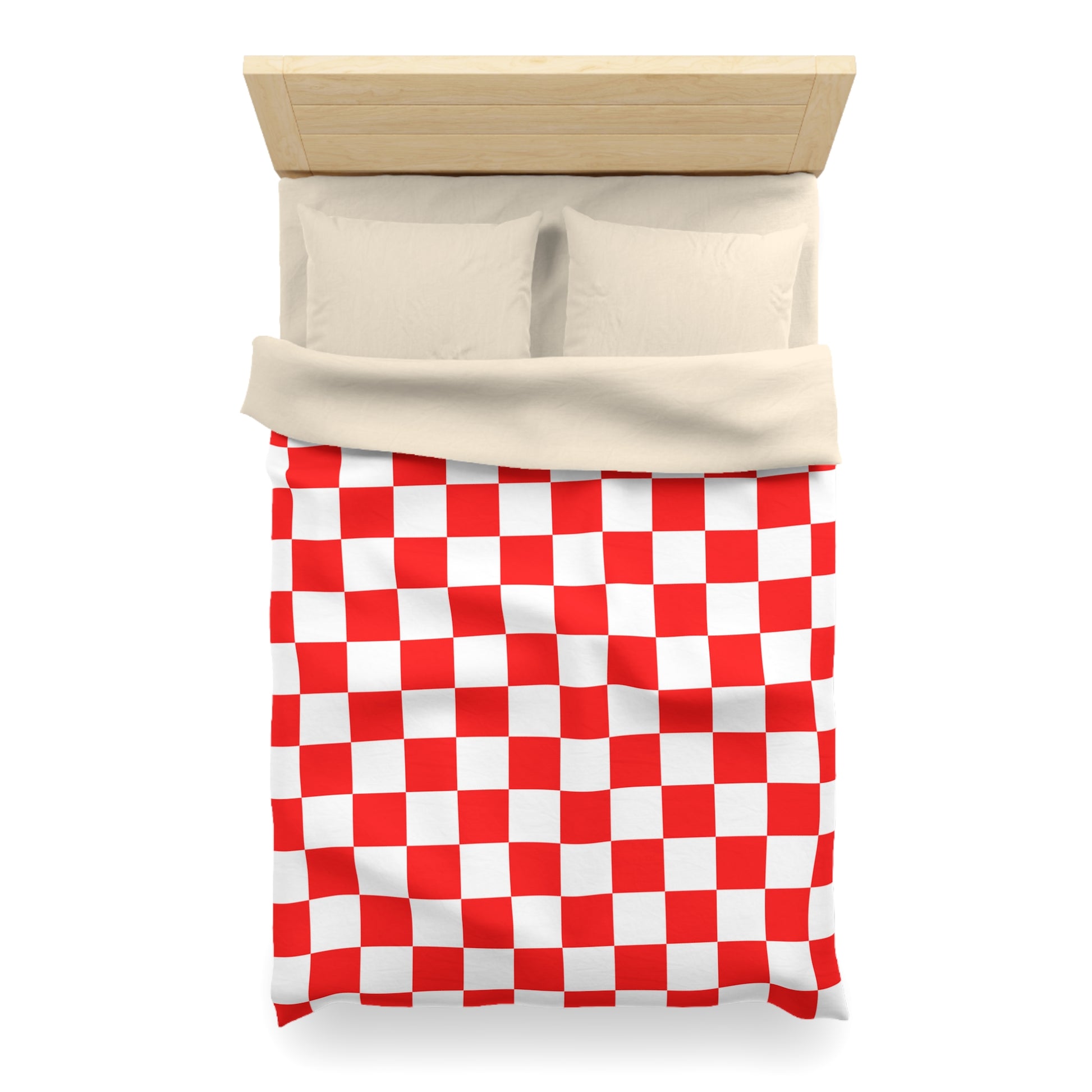 Checkerboard Red and White Microfiber Duvet Cover, Artsulli - Art is Long, Life is Short, Home Decor, , , , , , , 