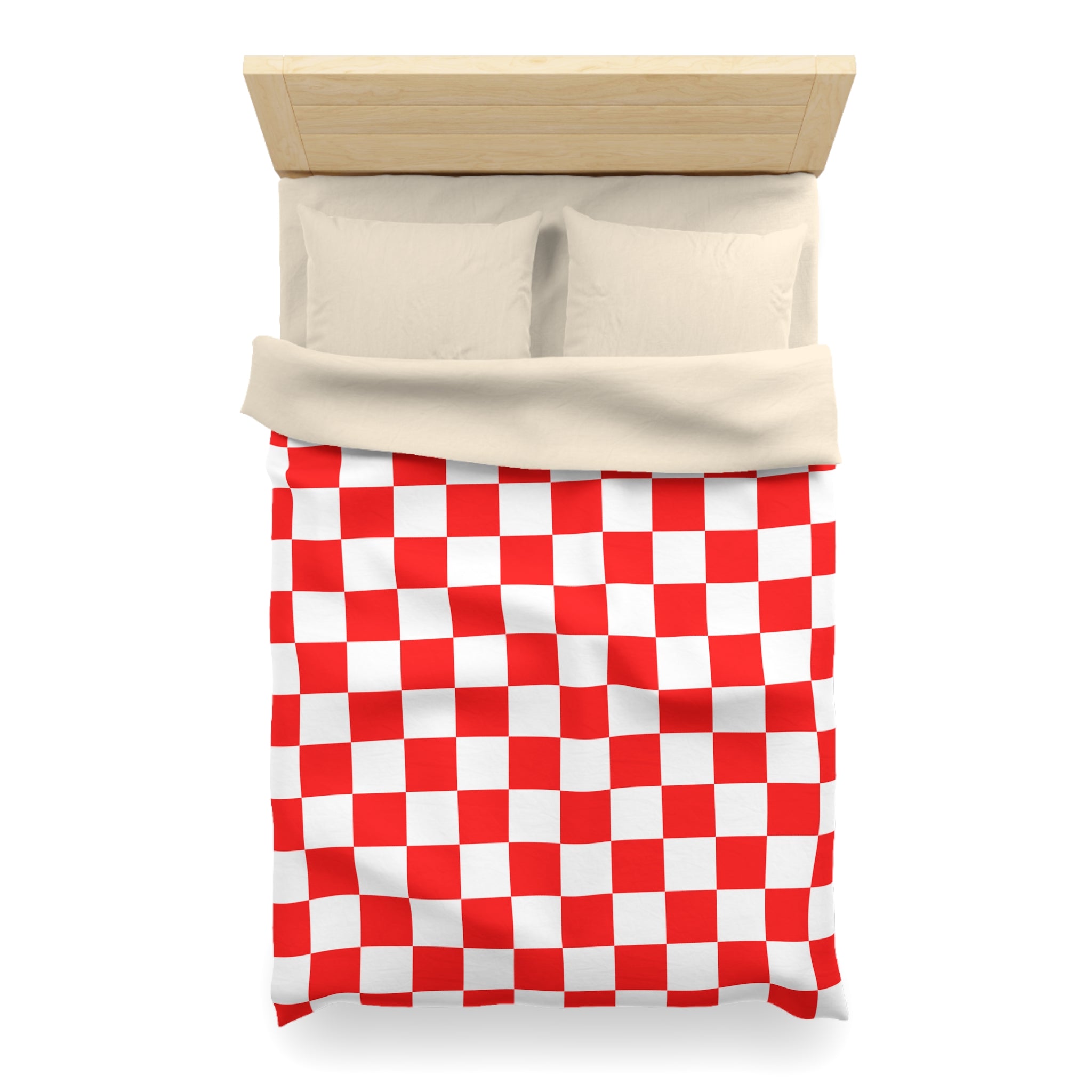 Checkerboard Red and White Microfiber Duvet Cover, Artsulli - Art is Long, Life is Short, Home Decor, , , , , , , 