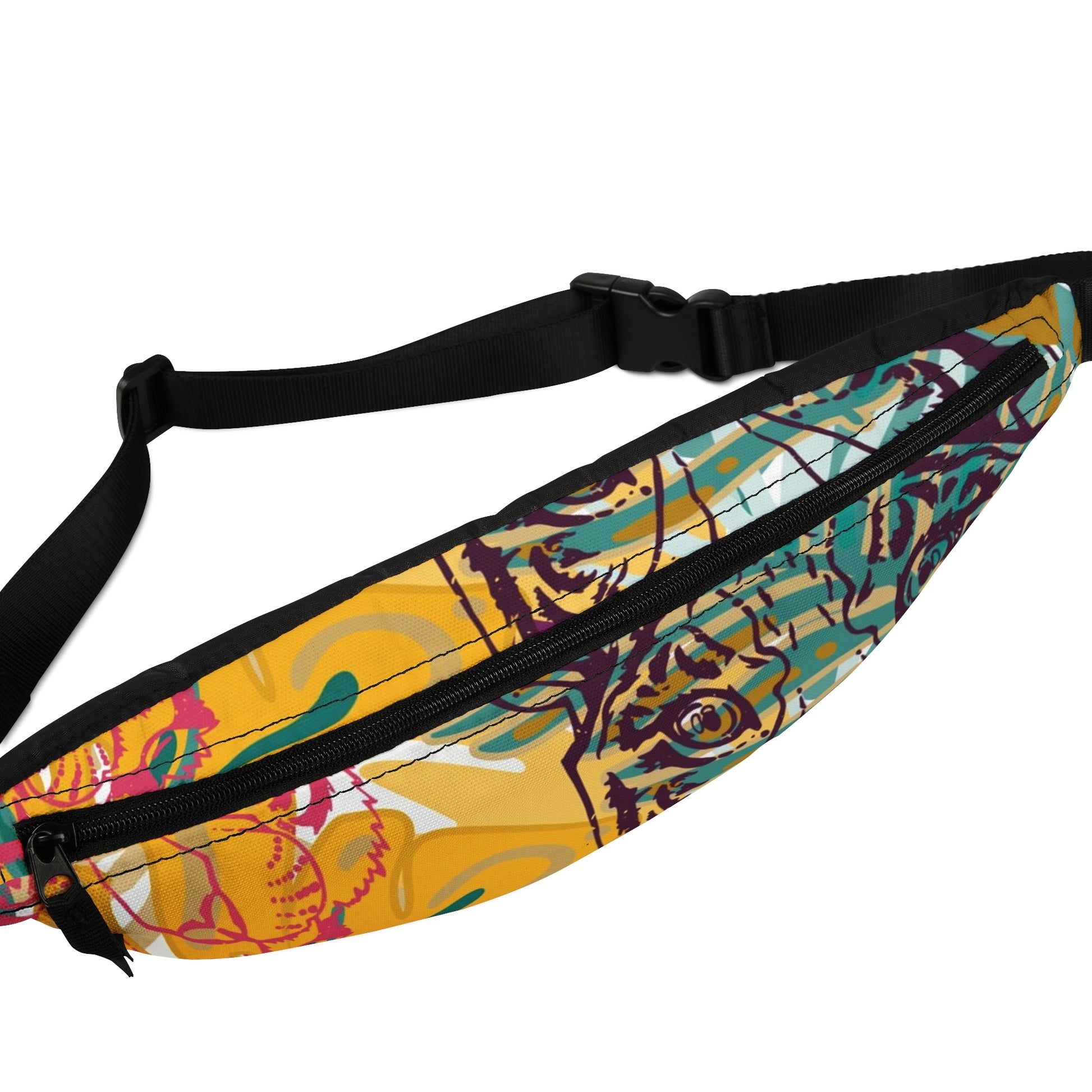 Tropical Jungle Tigers Brown and Green Fanny Pack, Artsulli - Art is Long, Life is Short, Bags, , , , , , , 