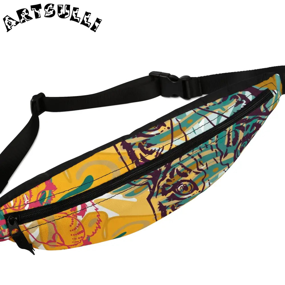 JAKKOUTTHEBXX Tropical Jungle Tigers Brown and Green Fanny Pack