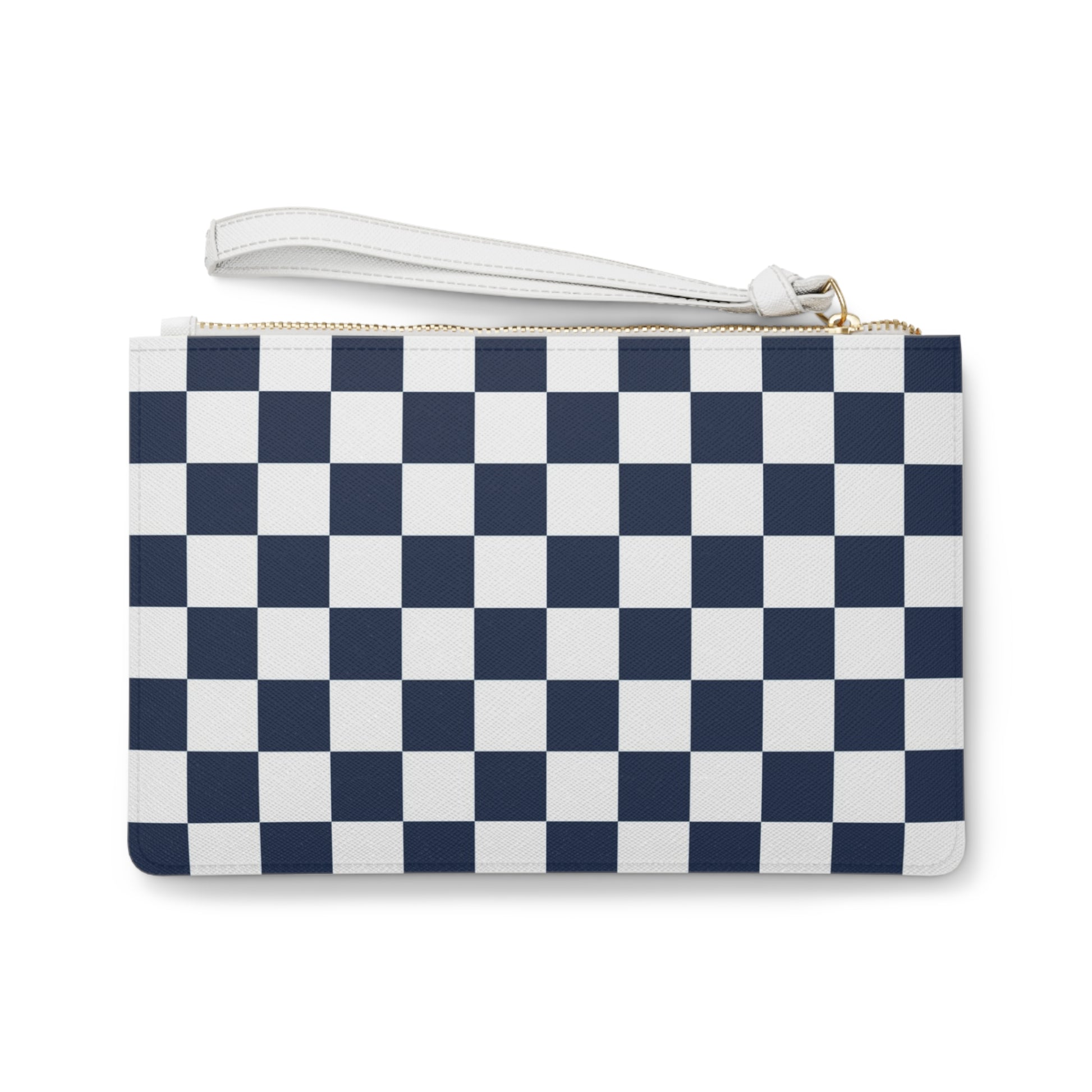 Checkerboard White and Navy Blue Clutch Bag, Artsulli - Art is Long, Life is Short, Bags, , , , , , , 