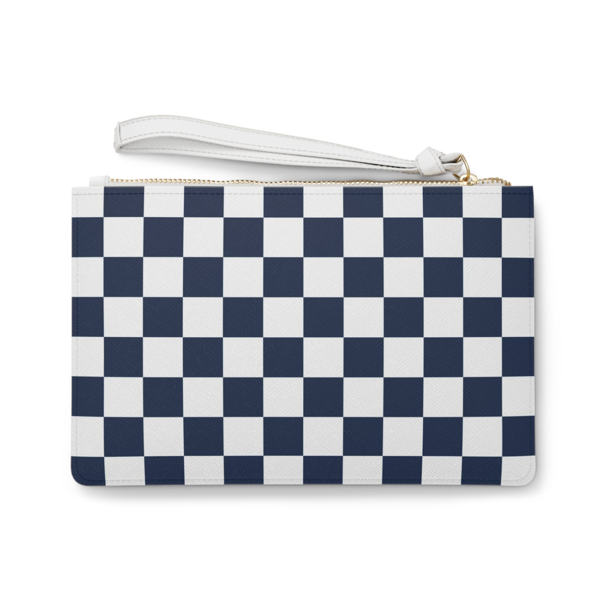 Checkerboard White and Navy Blue Clutch Bag, Artsulli - Art is Long, Life is Short, Bags, , , , , , , 
