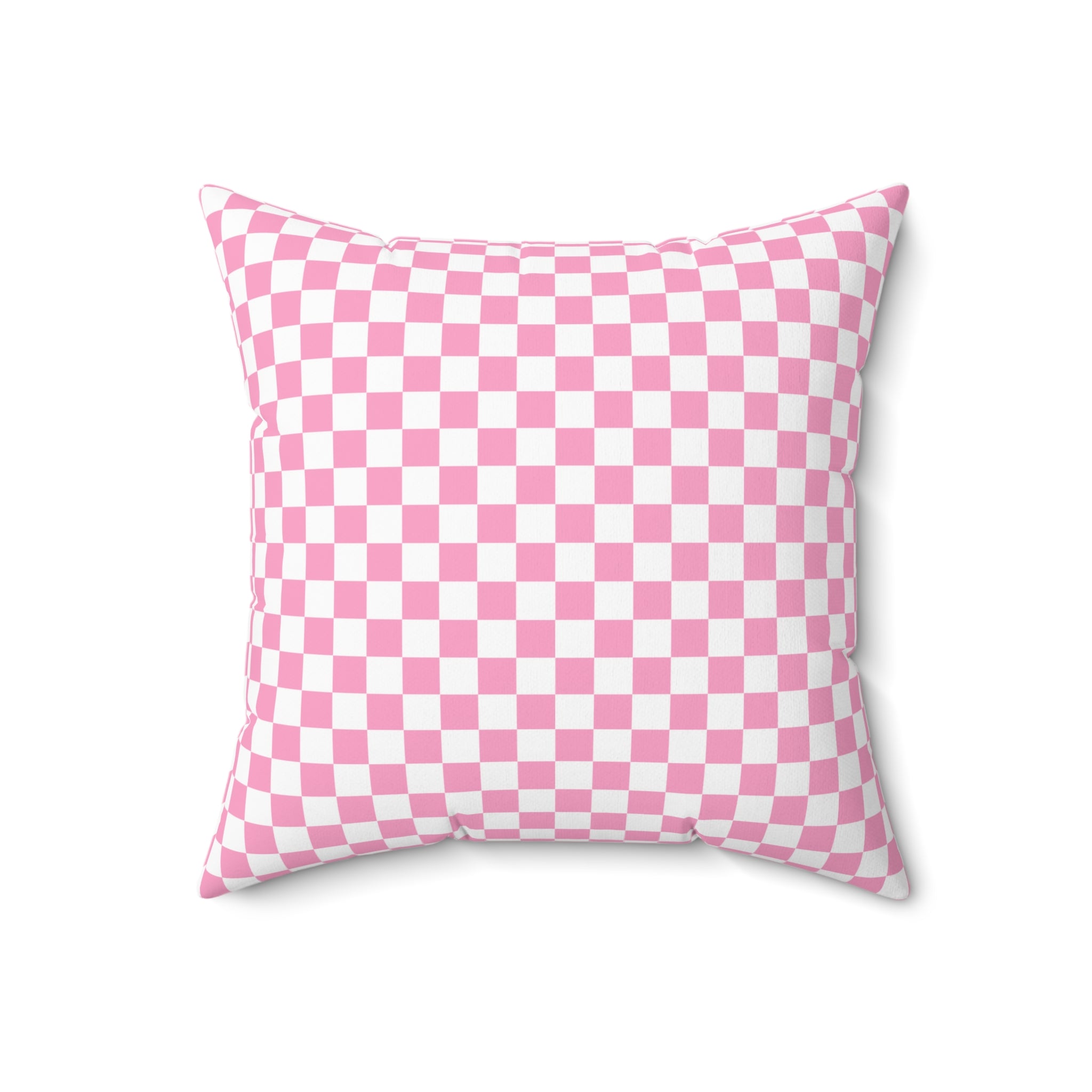 Checkerboard Hot Pink and White Spun Polyester Square Pillow, Artsulli - Art is Long, Life is Short, Home Decor, Size, 18" × 18", , , , , 93671864717063923011
