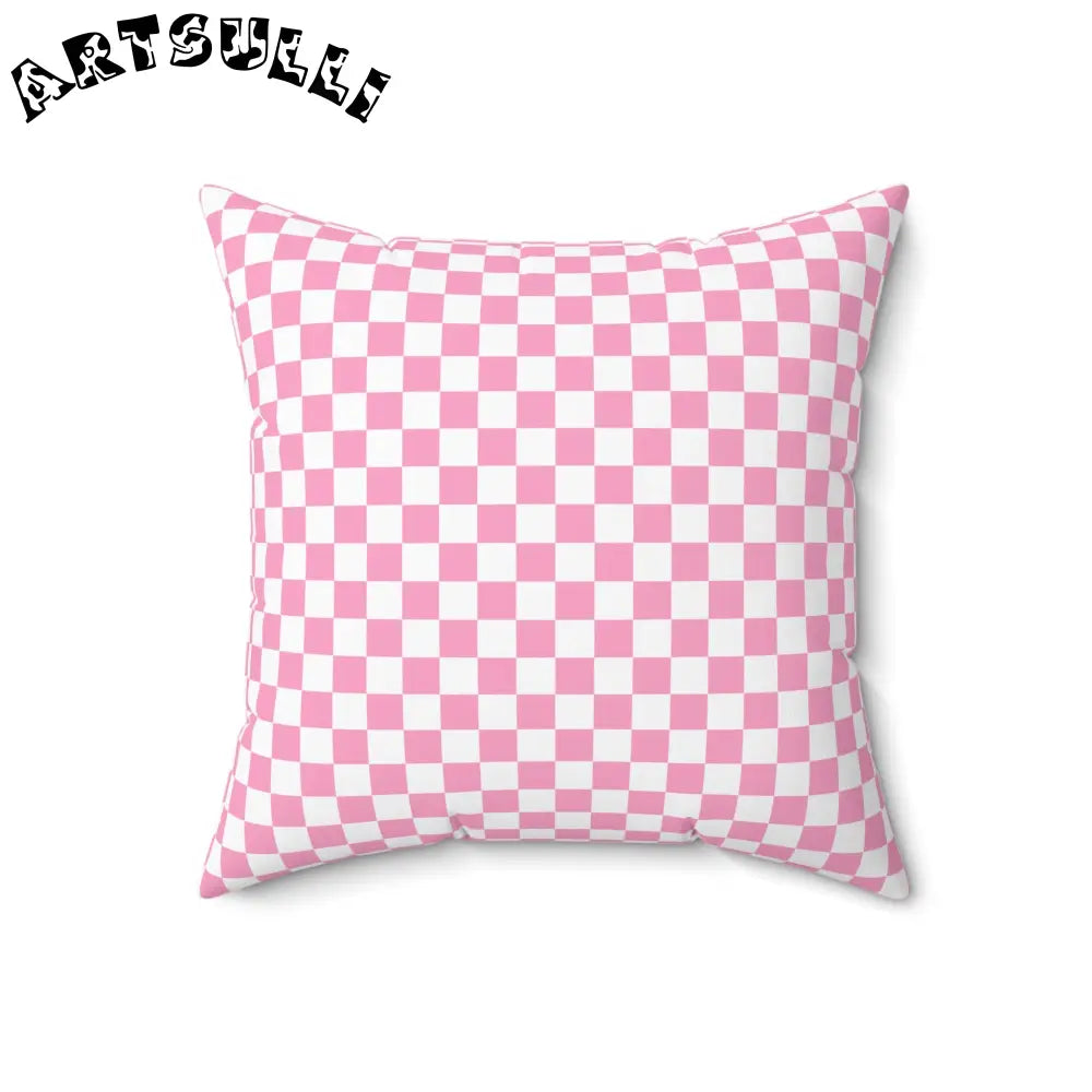 JAKKOUTTHEBXX Checkerboard Hot Pink and White Spun Polyester Square