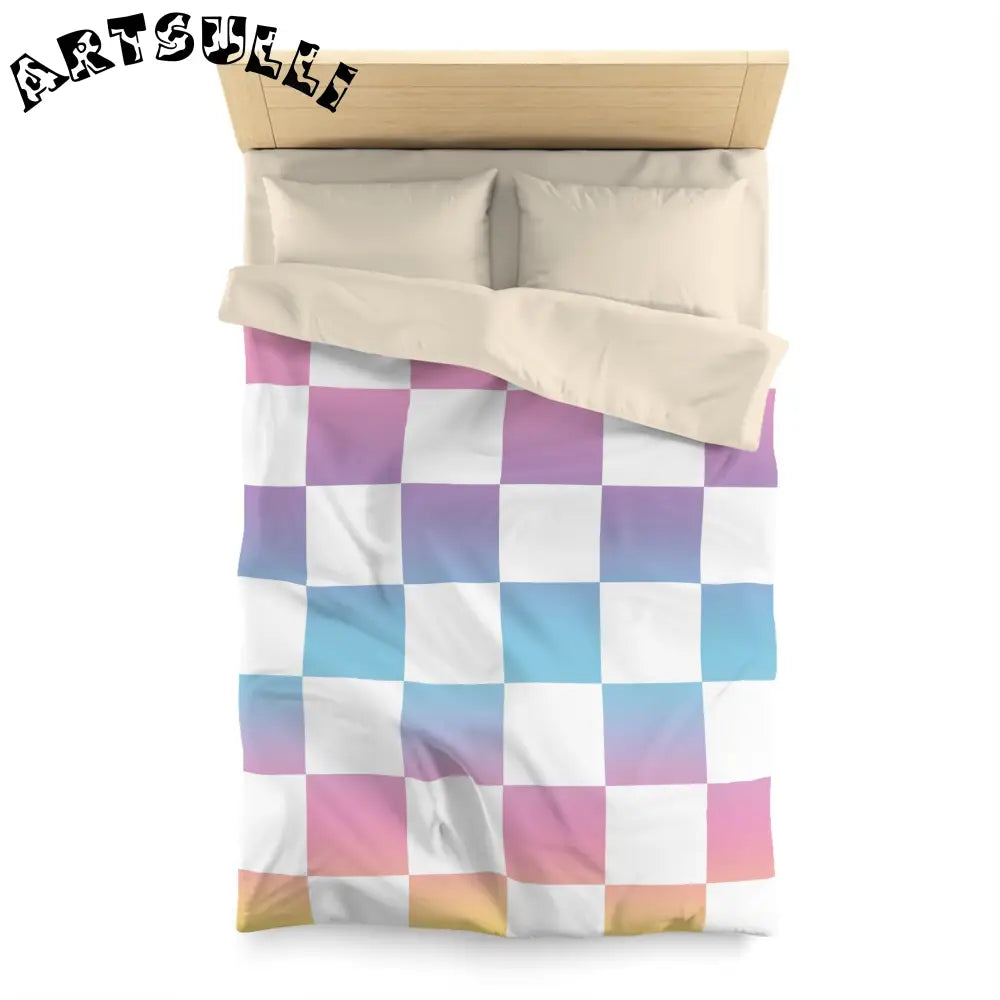 JAKKOUTTHEBXX Vaporwave Check Microfiber Duvet Cover JAKKOUTTHEBXX