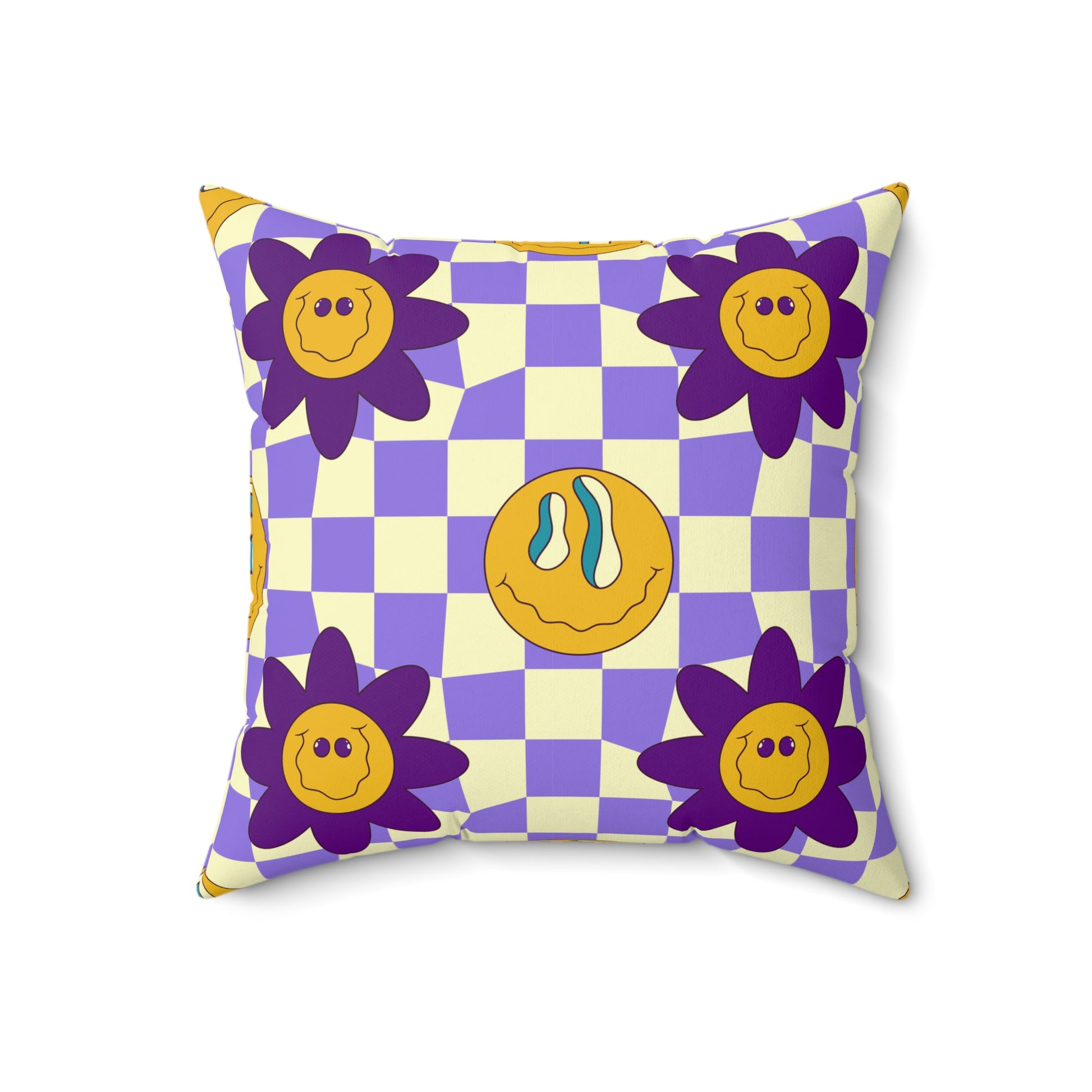 Trippy Flower Power Motifs Spun Polyester Square Pillow, Artsulli - Art is Long, Life is Short, Home Decor, , , , , , , 