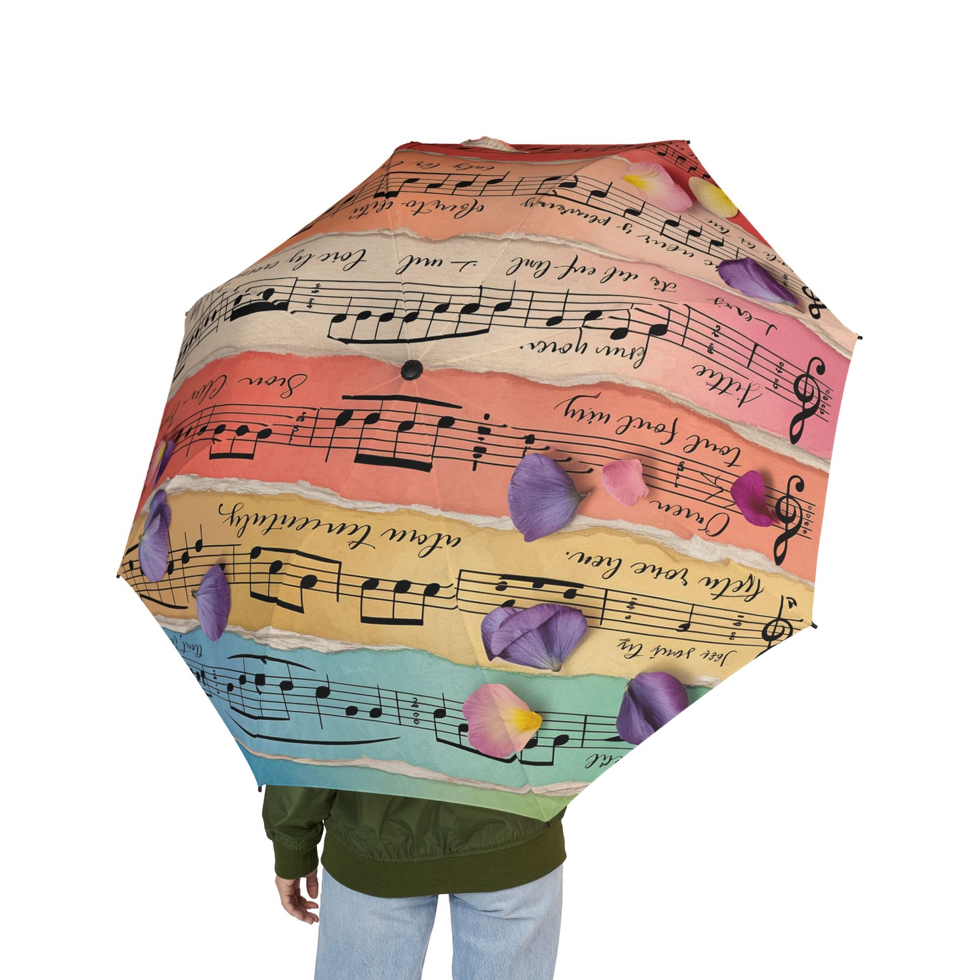 Torn Type Beat Sheet Music Multi-Color Semi-Automatic Foldable Umbrella, Artsulli - Art is Long, Life is Short, Accessories, , , , , , , 
