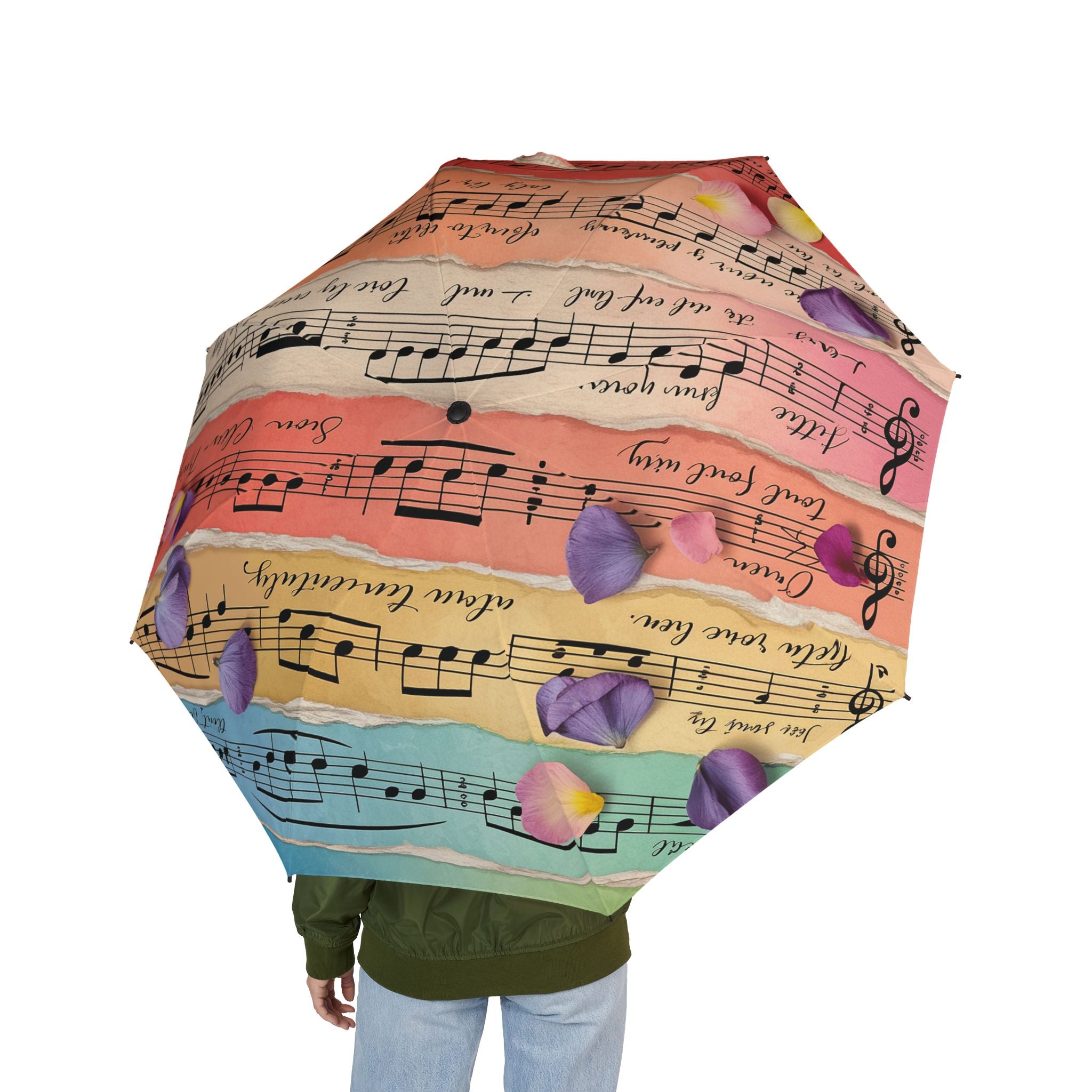 Torn Type Beat Sheet Music Multi-Color Semi-Automatic Foldable Umbrella, Artsulli - Art is Long, Life is Short, Accessories, , , , , , , 