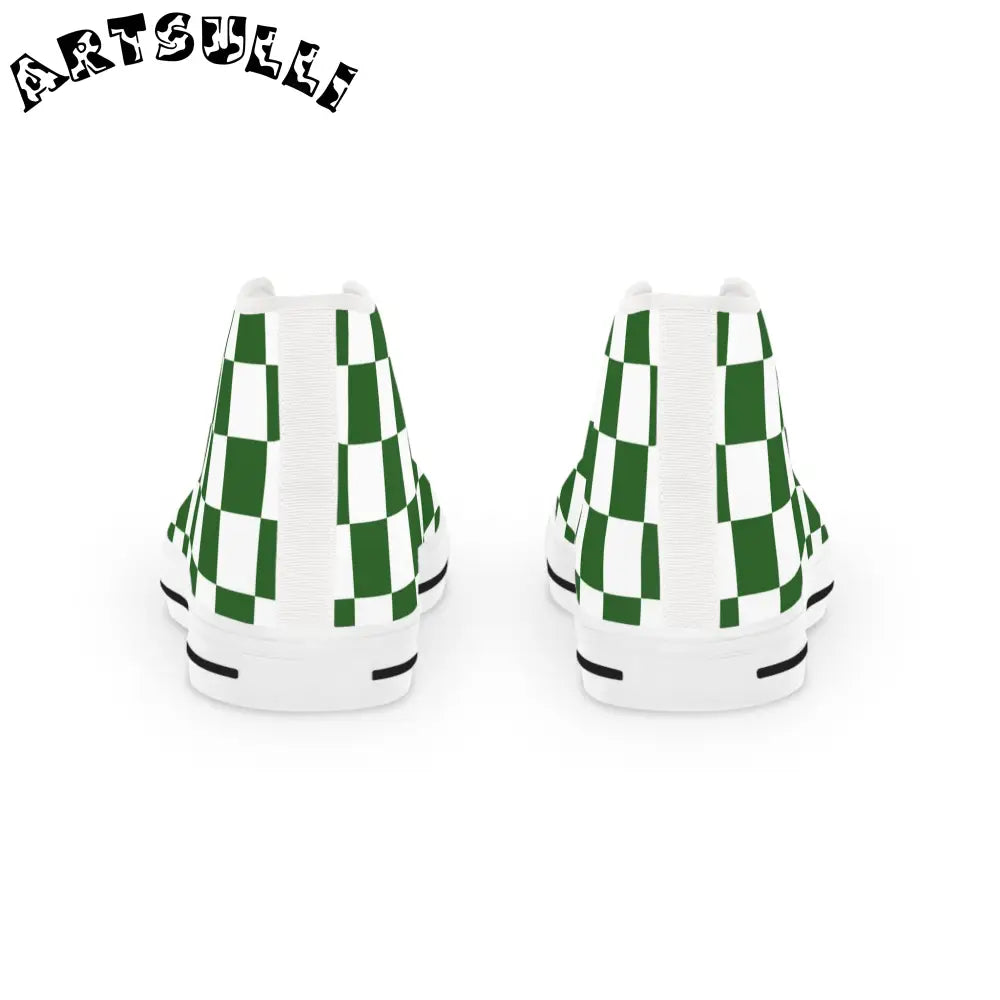 JAKKOUTTHEBXX Checkerboard White and Dark Green Men’s High Top