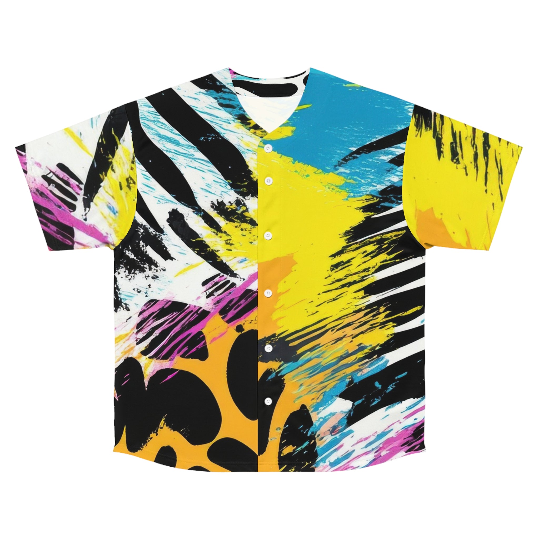 Zebra Stripes x Leopard Print x Paint Splatter Multi-Color Men's Baseball Jersey (AOP), Artsulli - Art is Long, Life is Short, All Over Prints, Size, S, Color, Seam thread color automatically matched to design, , , 17786364715604