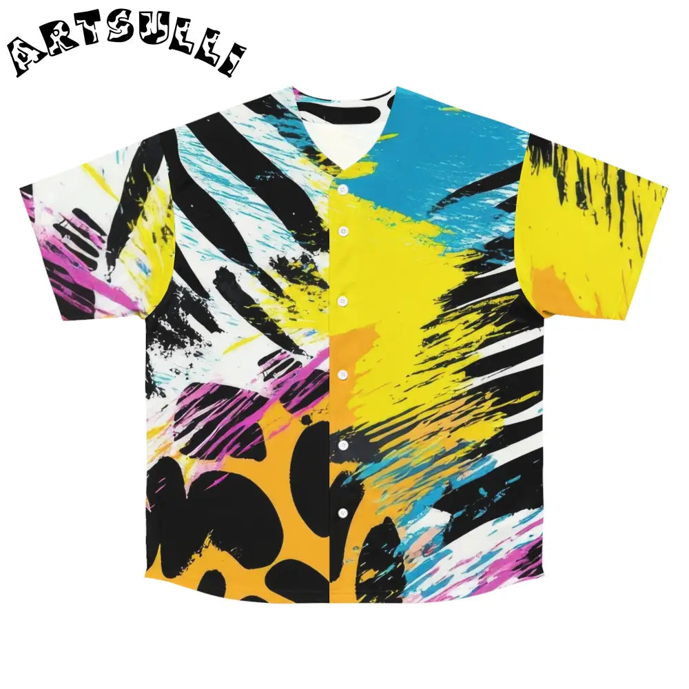 Zebra Stripes x Leopard Print x Paint Splatter Multi-Color Men's Baseball Jersey (AOP), Artsulli - Art is Long, Life is Short, All Over Prints, Size, S, Color, Seam thread color automatically matched to design, , , 17786364715604