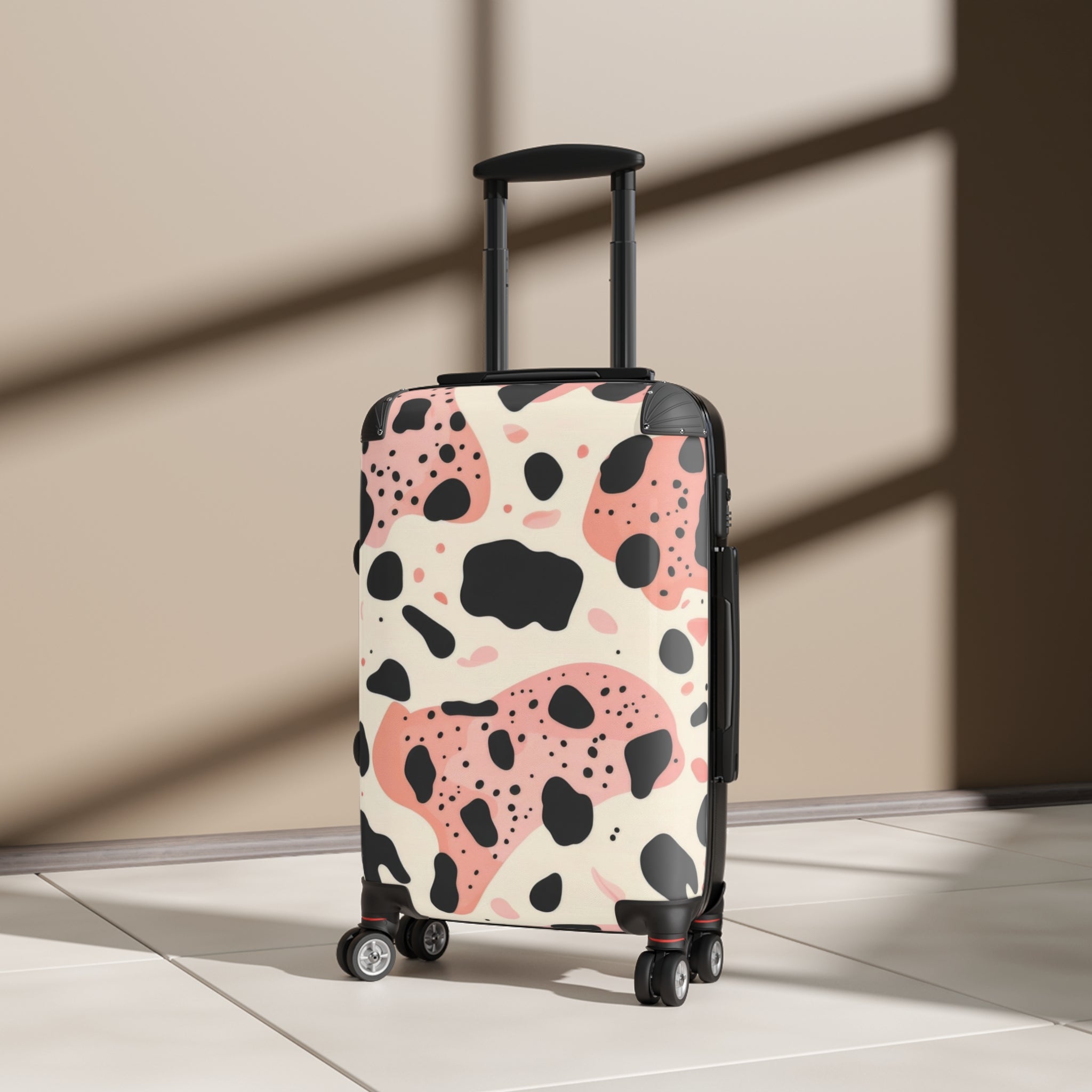 Organic Cow Print Cream and Pink Suitcase, Artsulli - Art is Long, Life is Short, Bags, , , , , , , 