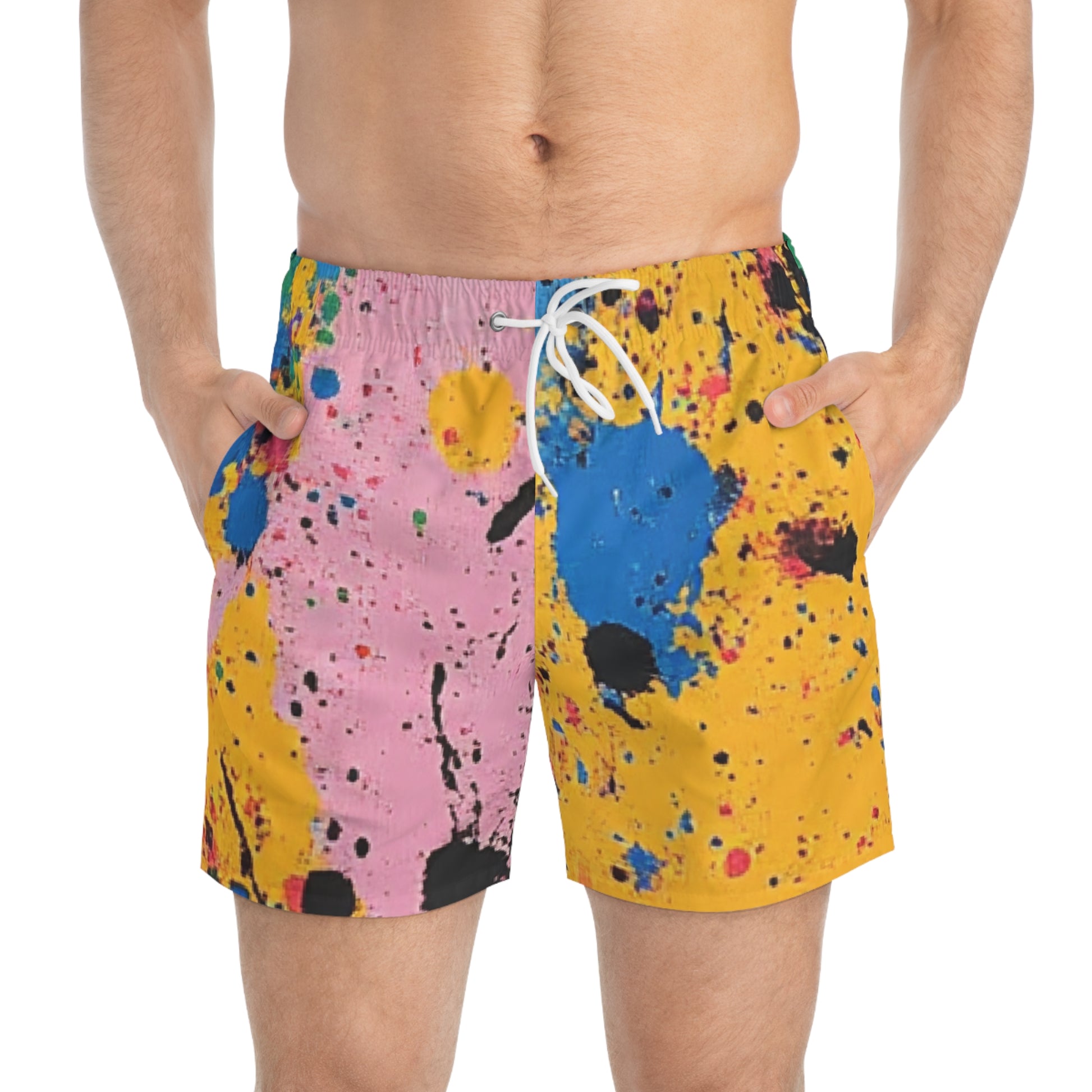 The Colors Of Paint Splatter Swim Trunks (AOP), Artsulli - Art is Long, Life is Short, All Over Prints, , , , , , , 