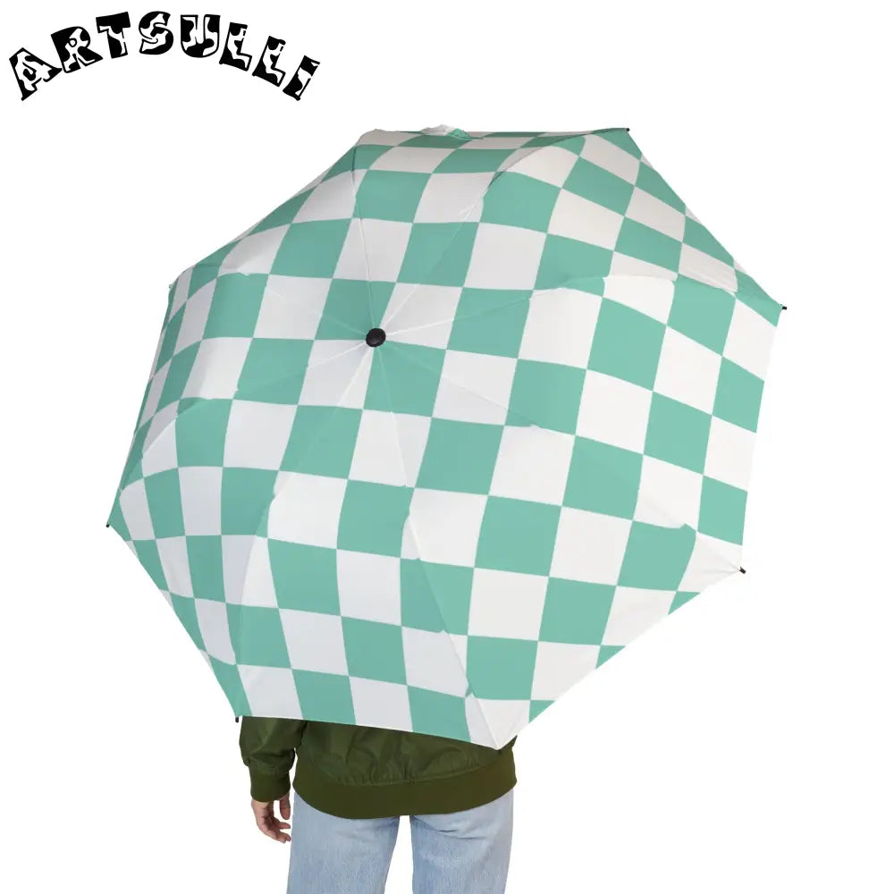 JAKKOUTTHEBXX Checkerboard Light Green Semi-Automatic Foldable