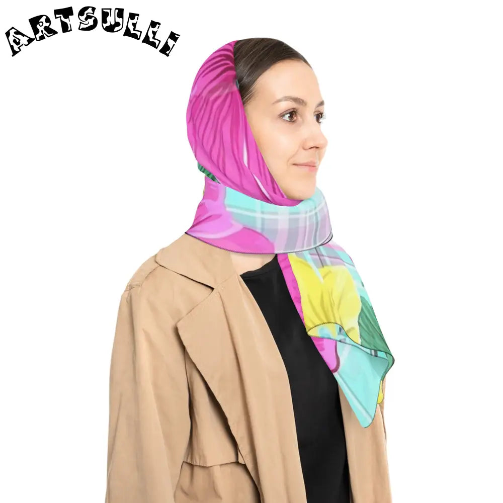 JAKKOUTTHEBXX Tropical Floral Plaid Scarf JAKKOUTTHEBXX Artsulli
