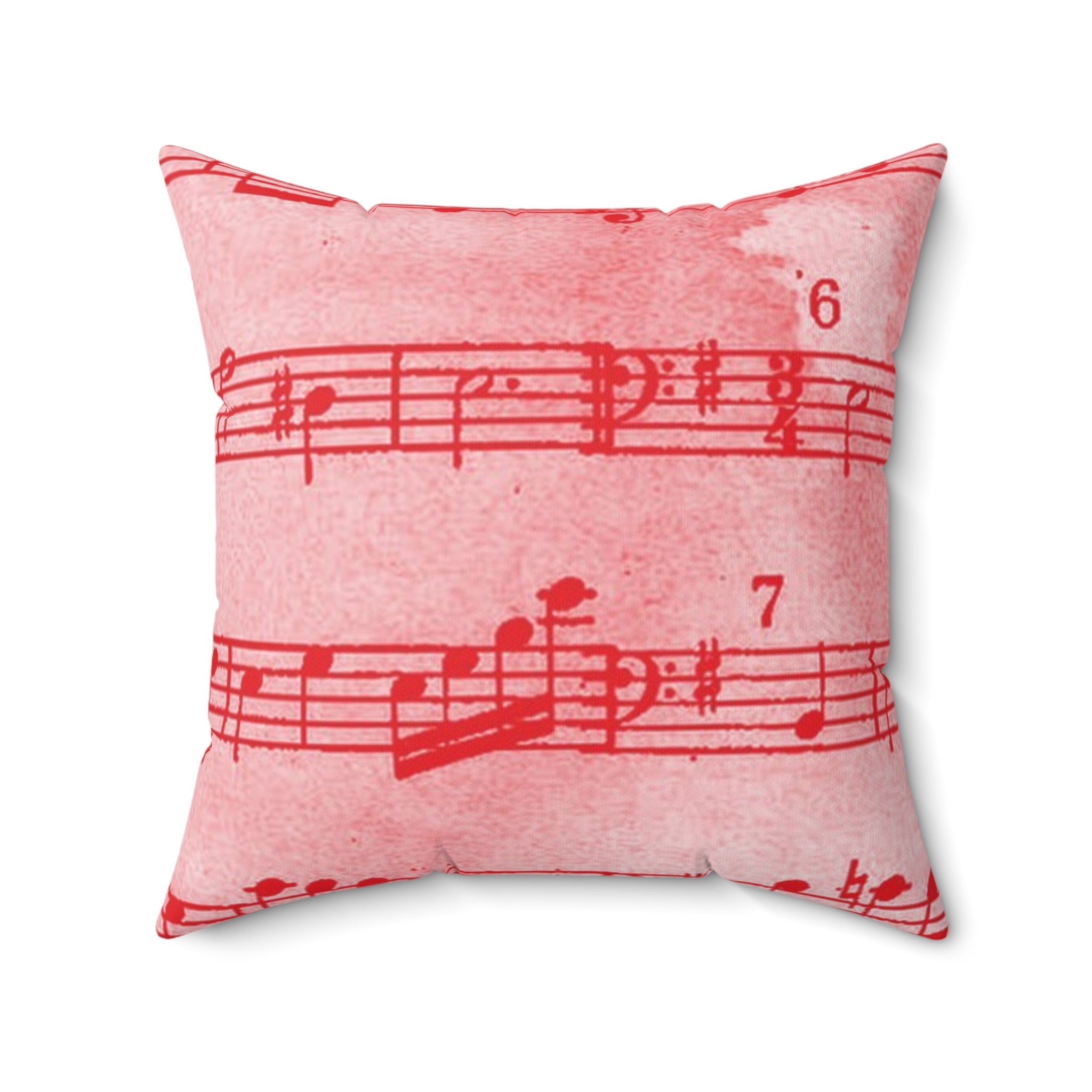 Drip Spill Type Beat Sheet Music Red Spun Polyester Square Pillow, Artsulli - Art is Long, Life is Short, Home Decor, , , , , , , 