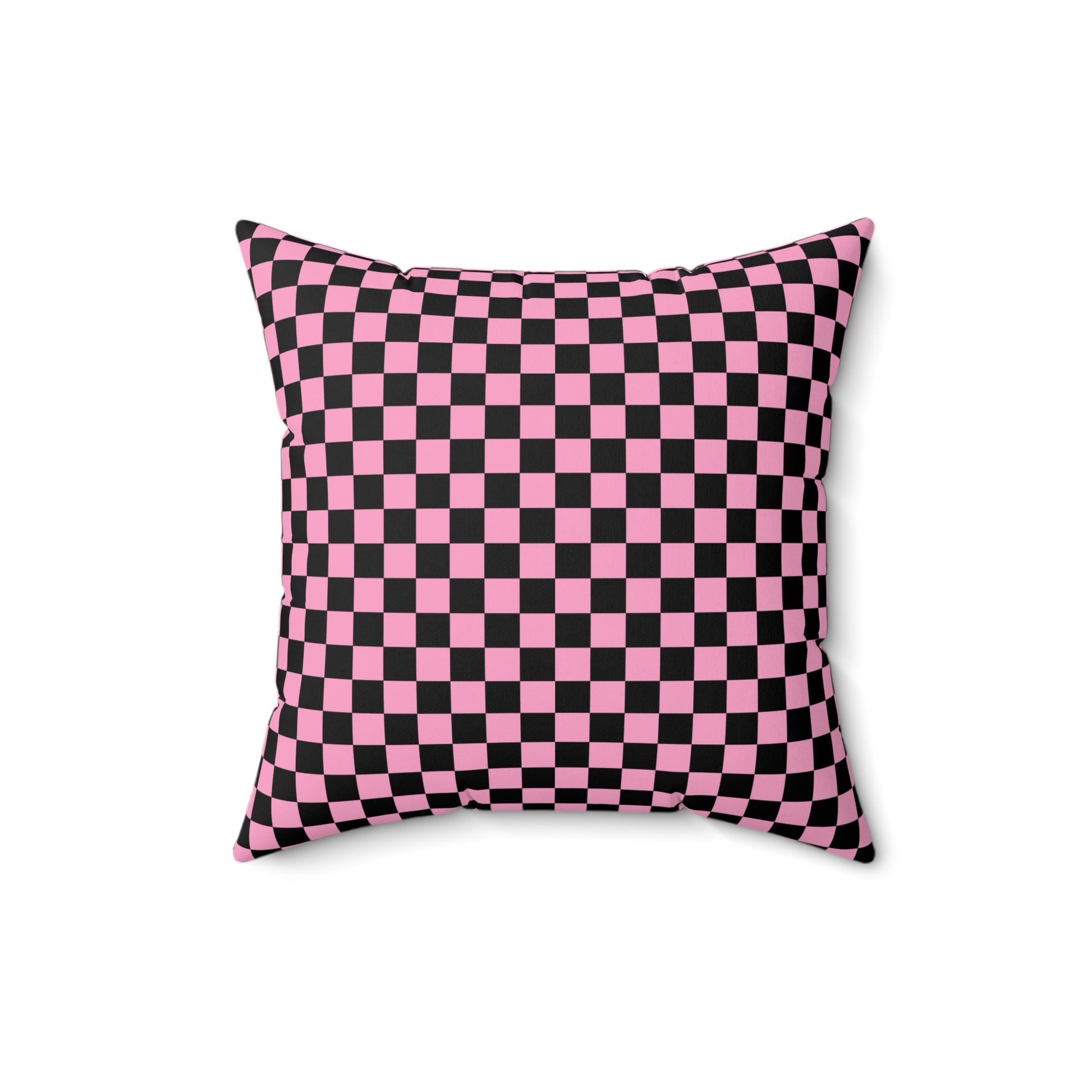 Checkerboard II Black and Pink Spun Polyester Square Pillow, Artsulli - Art is Long, Life is Short, Home Decor, Size, 16" × 16", , , , , 15620089751632725367