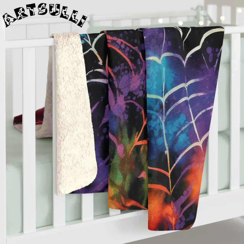 JAKKOUTTHEBXX Colorful Spider Web Sherpa Fleece Blanket 2025