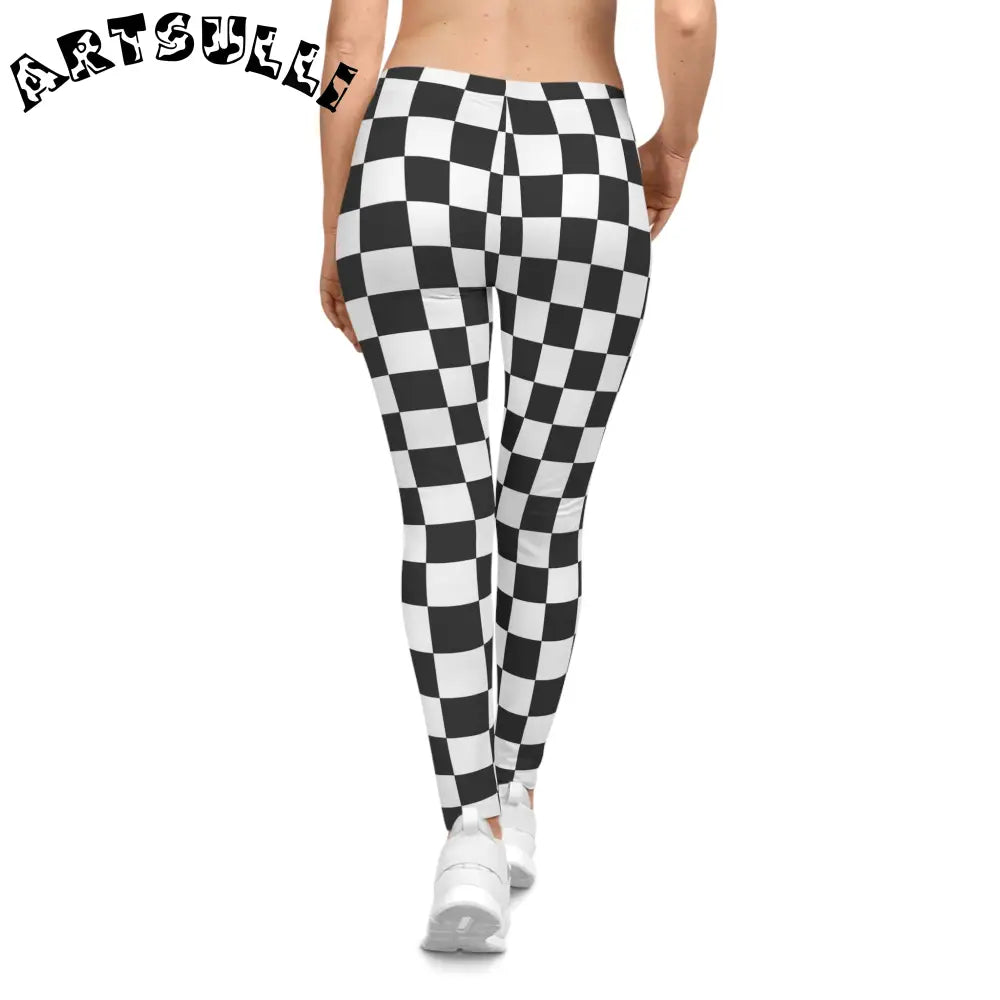 JAKKOUTTHEBXX Checkerboard White and Black Women’s Casual Leggings