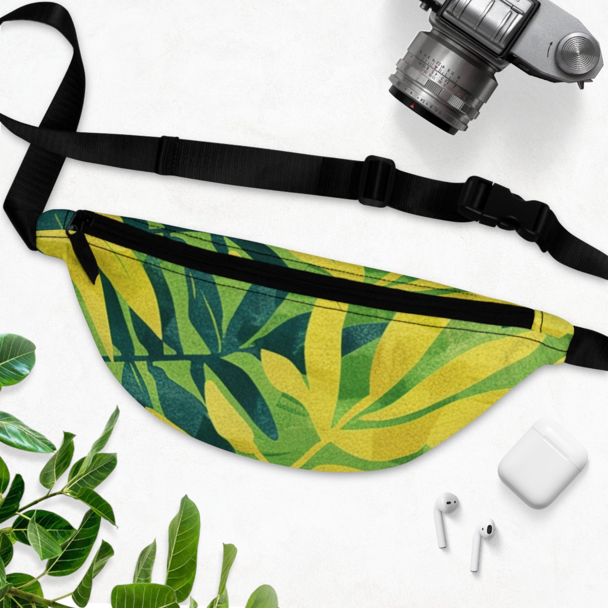 Green Leaf x Yellow Leaf x Tropical x Jungle Fanny Pack, Artsulli - Art is Long, Life is Short, Bags, , , , , , , 