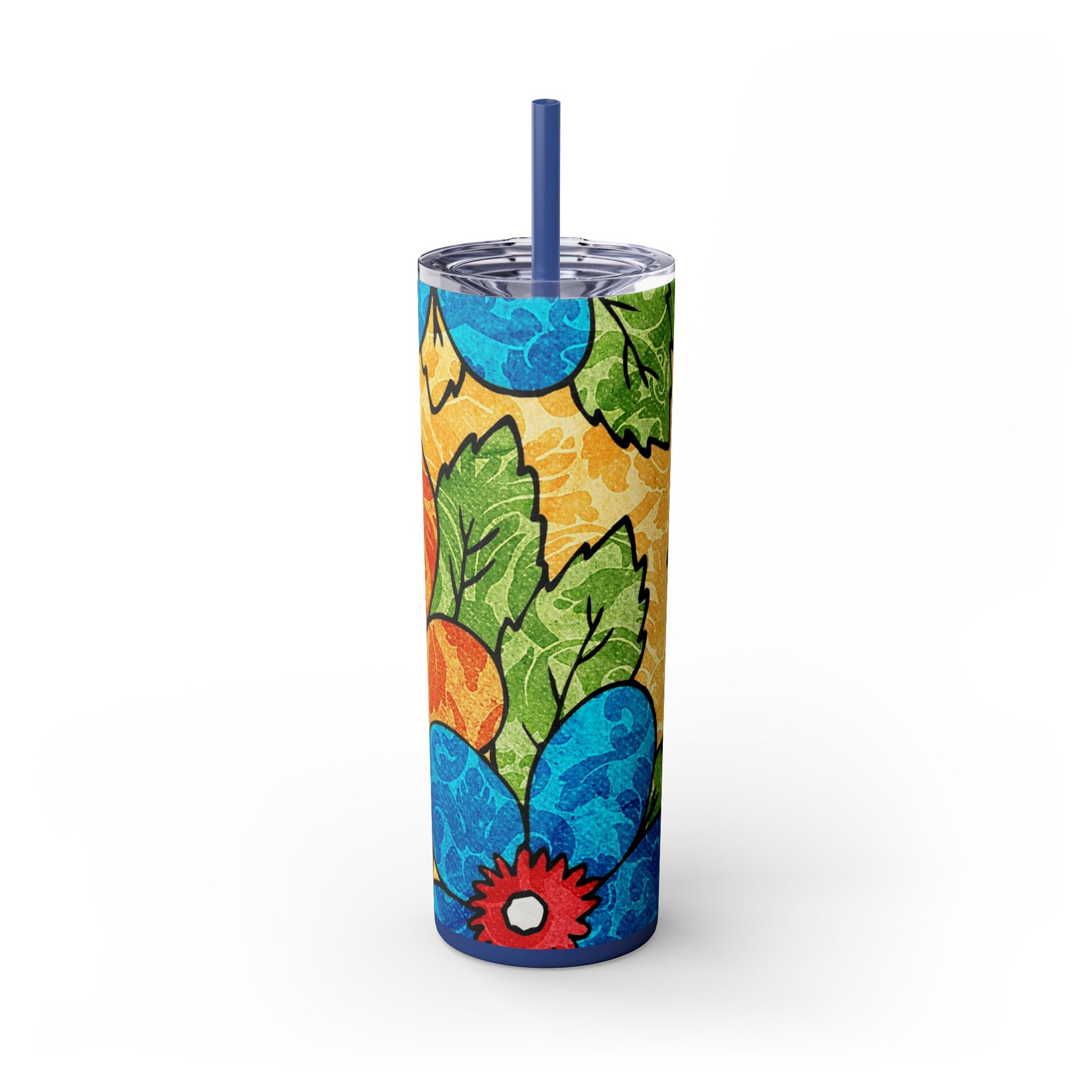Groovy Yellow Floral Kl Skinny Tumbler with Straw, 20oz, Artsulli - Art is Long, Life is Short, Mug, , , , , , , 