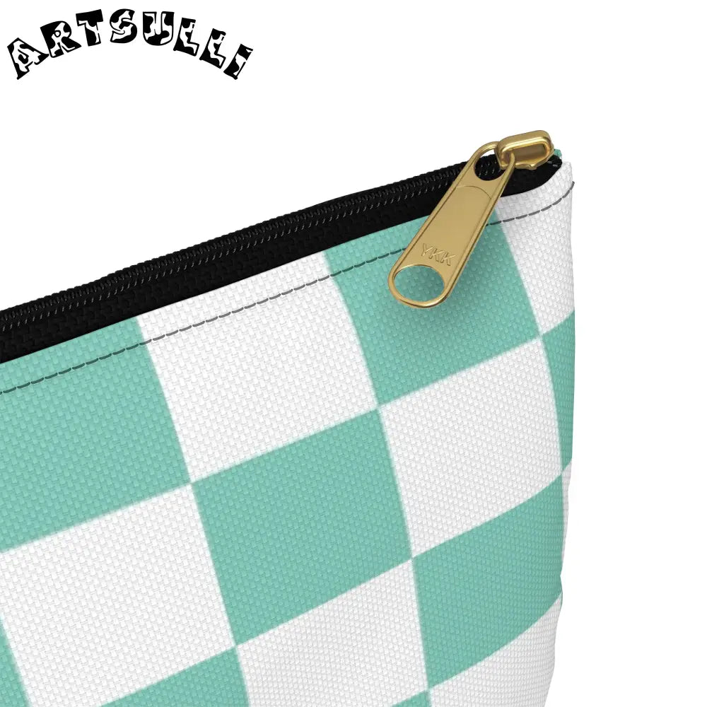 JAKKOUTTHEBXX Checkerboard Light Green Accessory Pouch JAKKOUTTHEBXX