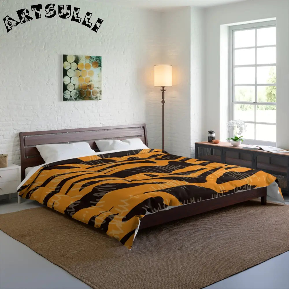 JAKKOUTTHEBXX Tiger Scratches Orange & Black Comforter JAKKOUTTHEBXX