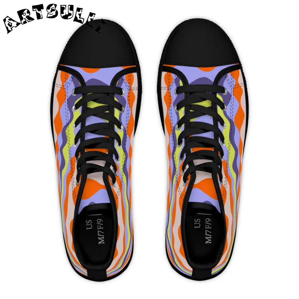 JAKKOUTTHEBXX Waves III Red and Blue Women’s High Top Sneakers