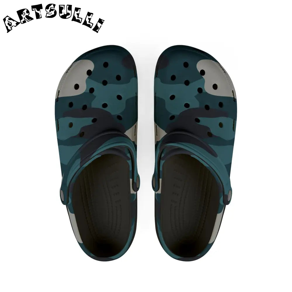 JAKKOUTTHEBXX Blue Camouflage EVA Foam Rubber Shoes (AOP)