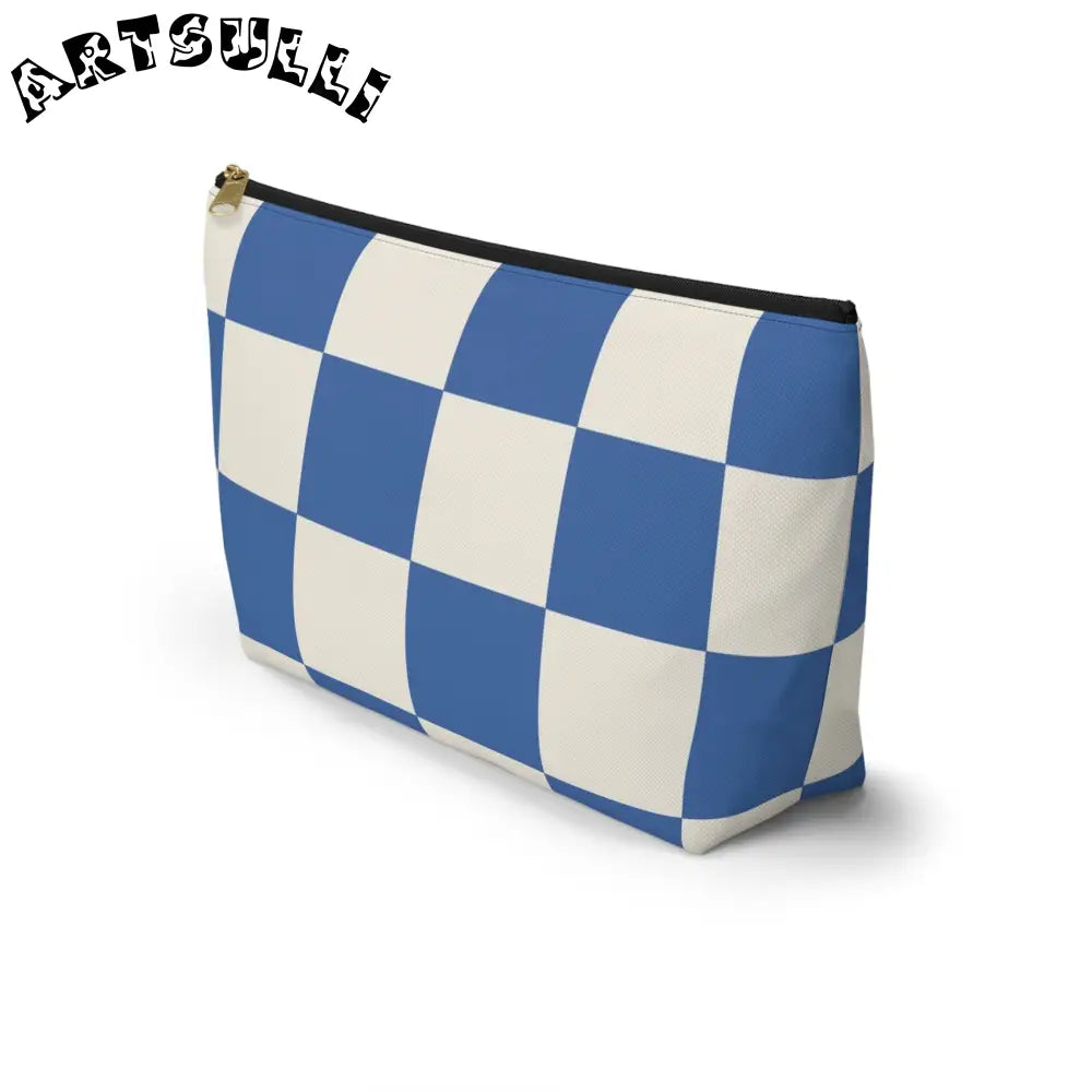 JAKKOUTTHEBXX Checkerboard Blue Accessory Pouch w T-bottom