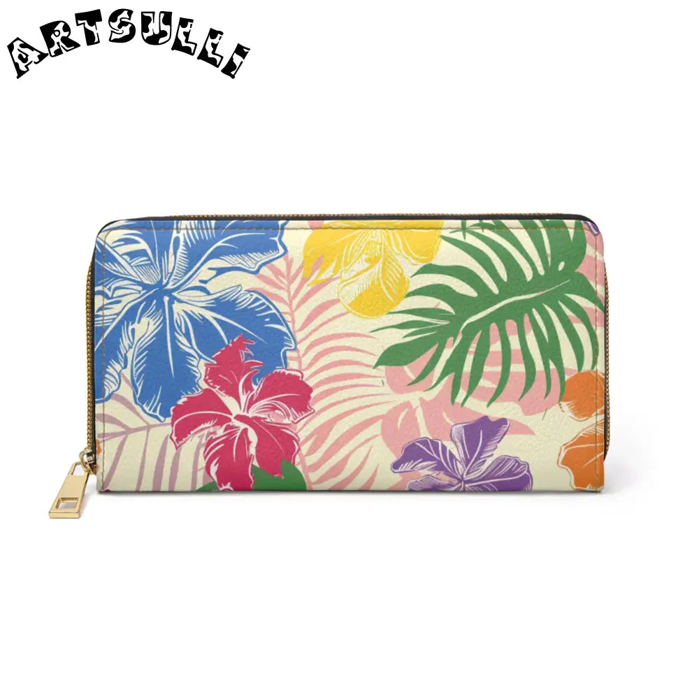 Blooming Tropical Flowers Zipper Wallet, Artsulli - Art is Long, Life is Short, Accessories, Size, One size, Color, White, , , 65360793530597122252