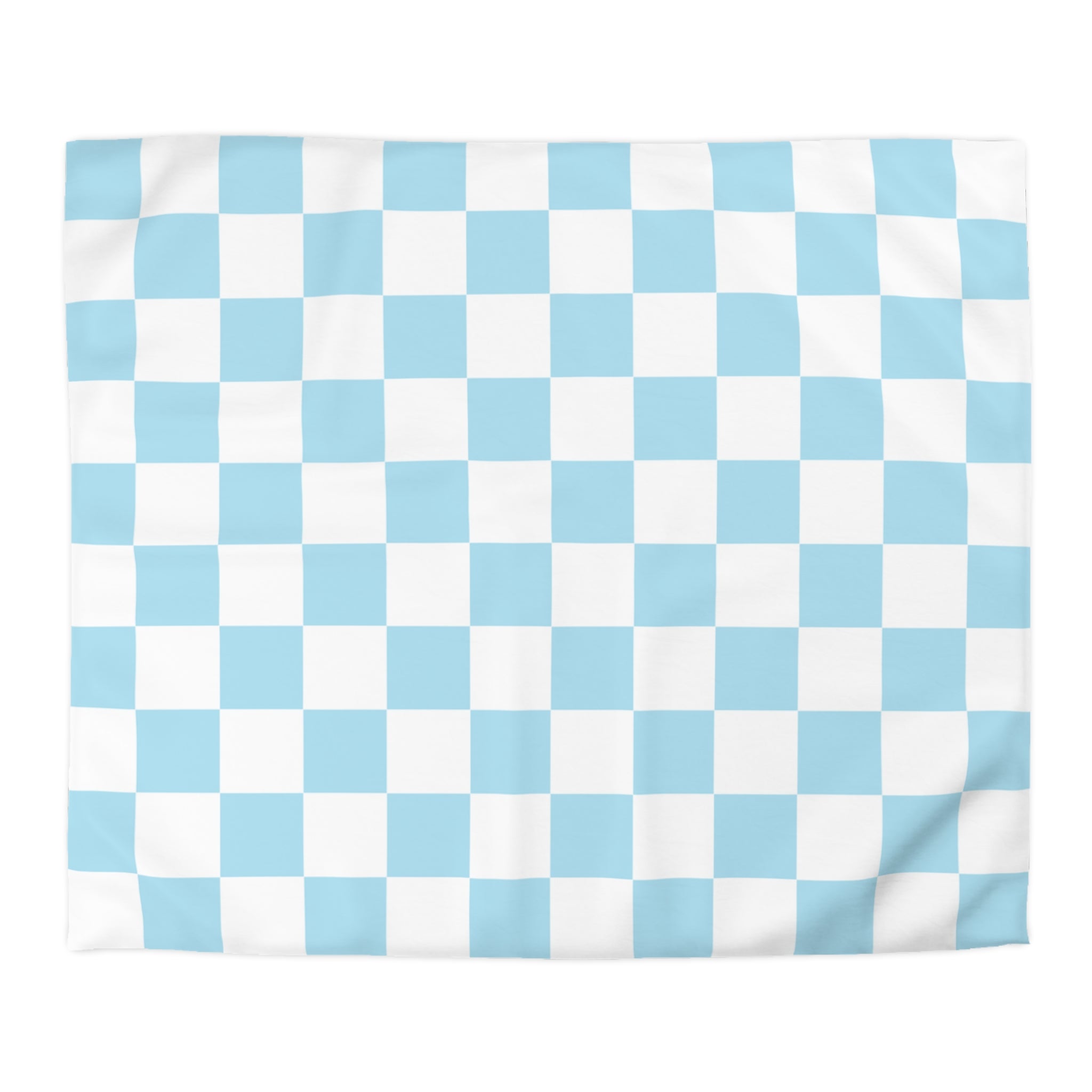 Checkerboard Sky Blue Microfiber Duvet Cover, Artsulli - Art is Long, Life is Short, Home Decor, Size, King, Color, Cream, , , 16853488069039848456