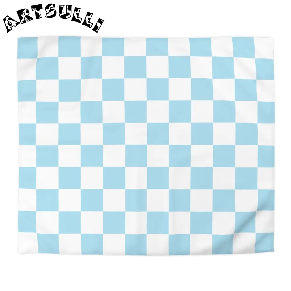 JAKKOUTTHEBXX Checkerboard Sky Blue Microfiber Duvet Cover