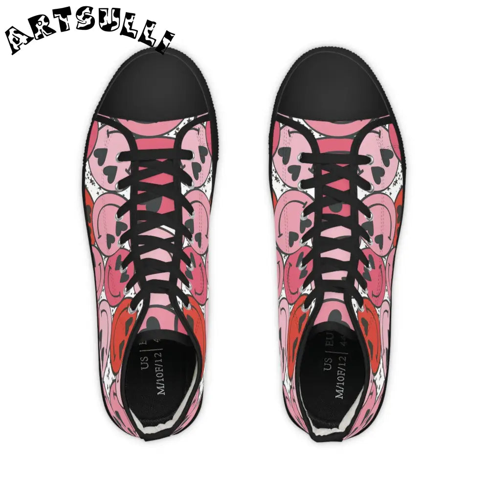 JAKKOUTTHEBXX Smiley Face x Heart Eyes Pink and Red Men’s High Top