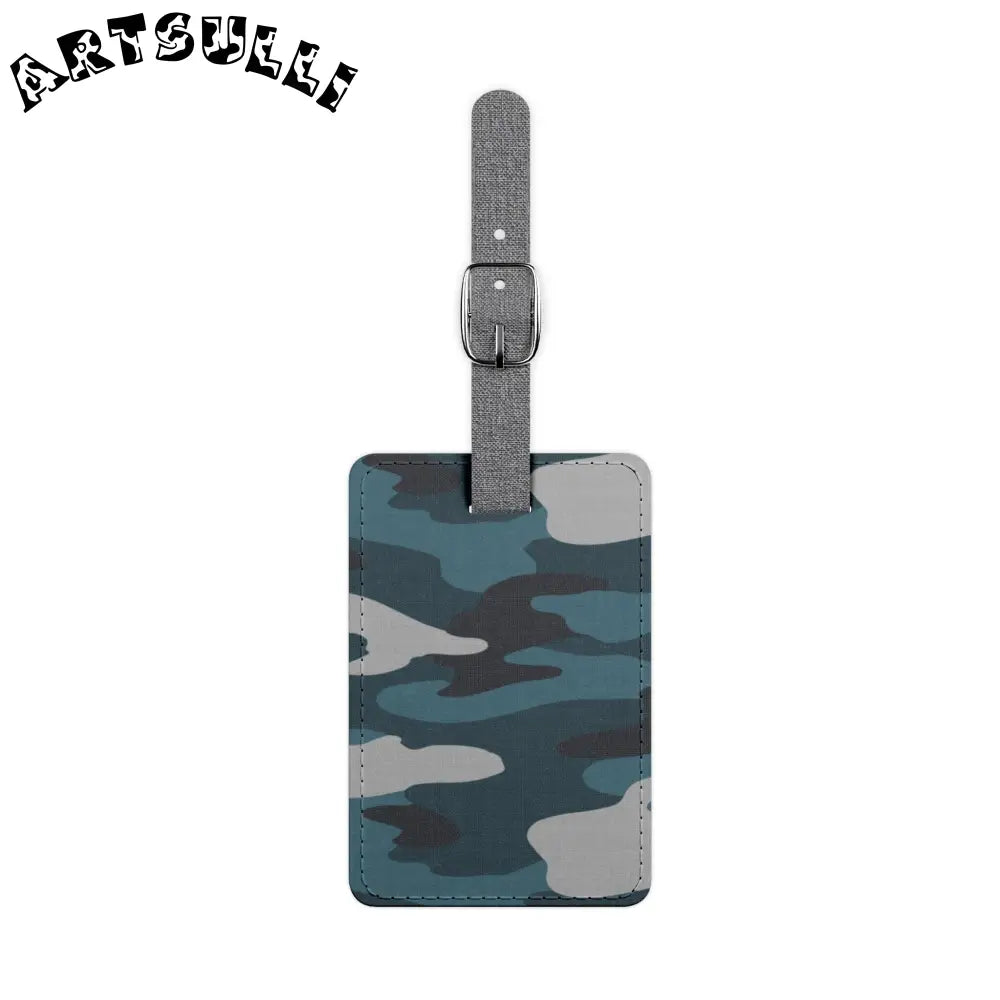 JAKKOUTTHEBXX Blue Camouflage Saffiano Polyester Luggage Tag
