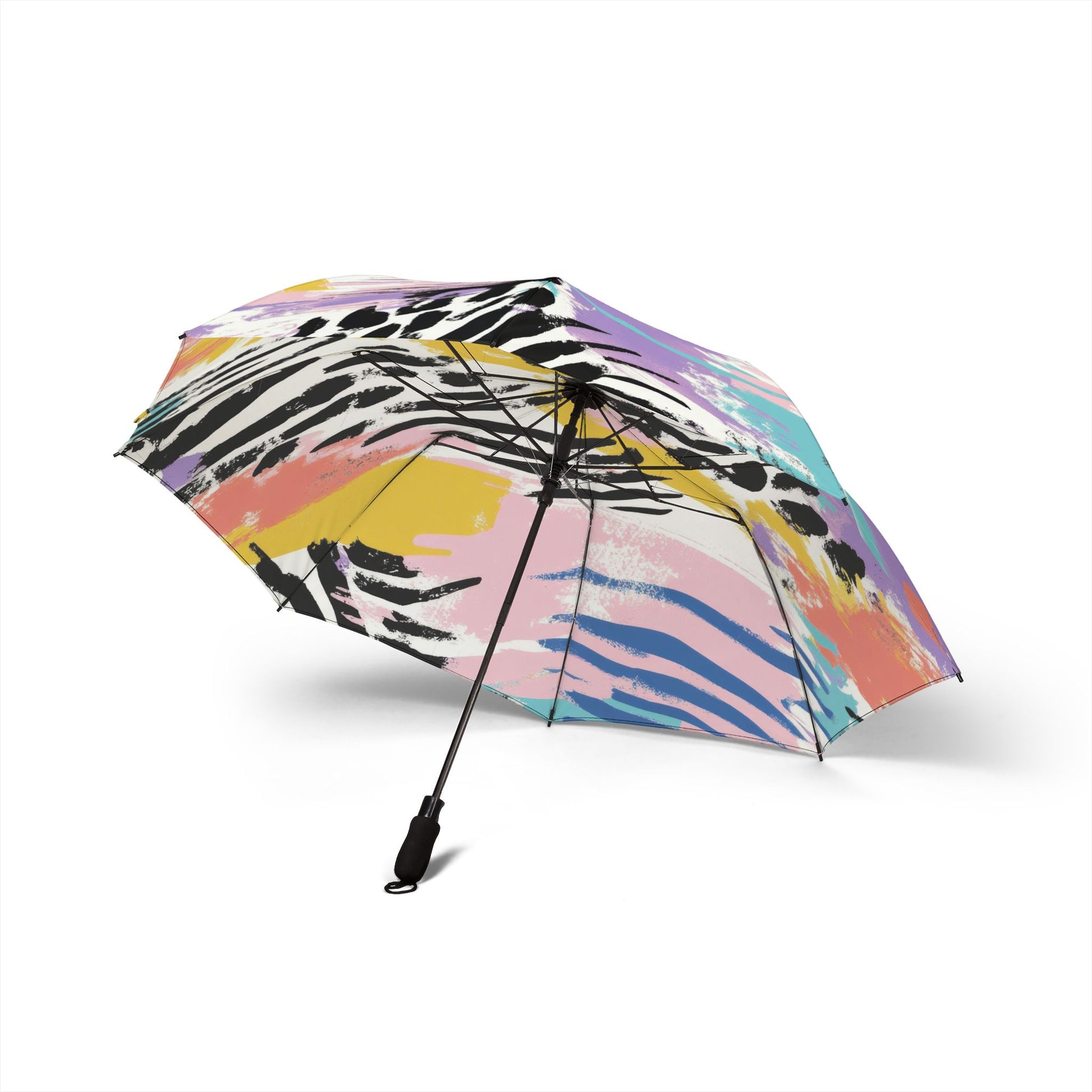 Wild Zebra Stripes x Paint Brush Strokes Multi-Color II Semi-Automatic Foldable Umbrella, Artsulli - Art is Long, Life is Short, Accessories, , , , , , , 