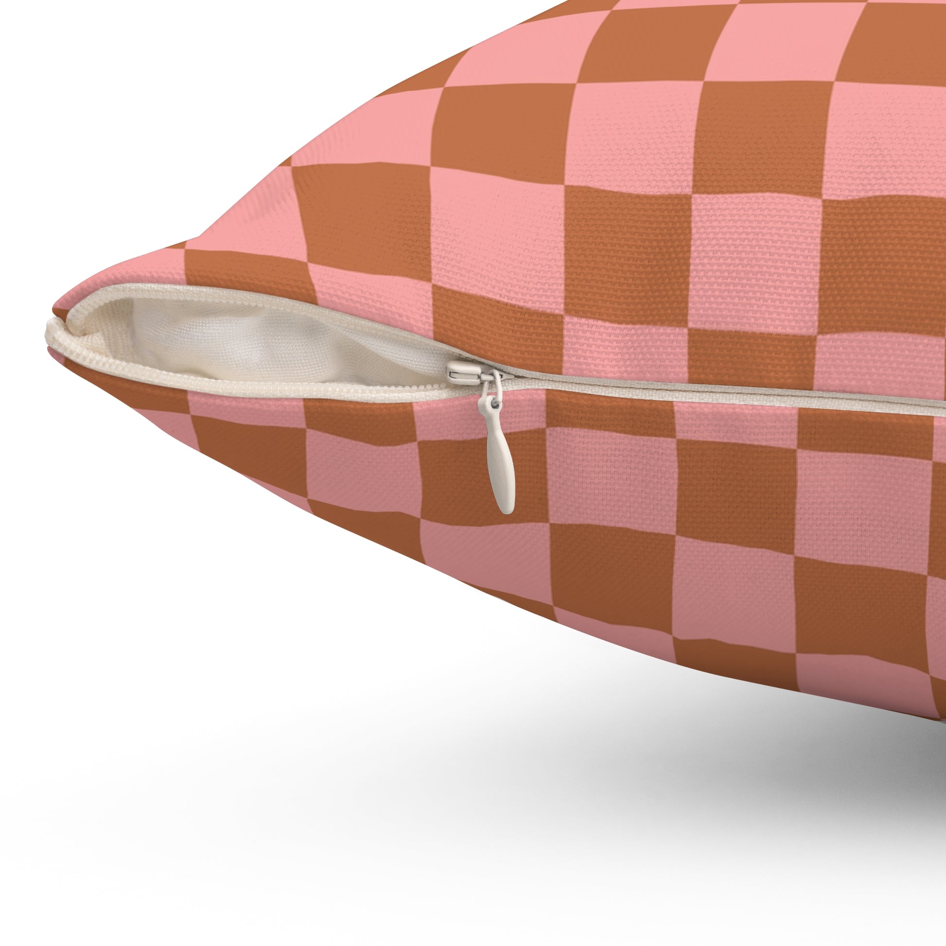 Chessboard II Pink and Brown Spun Polyester Square Pillow, Artsulli - Art is Long, Life is Short, Home Decor, , , , , , , 