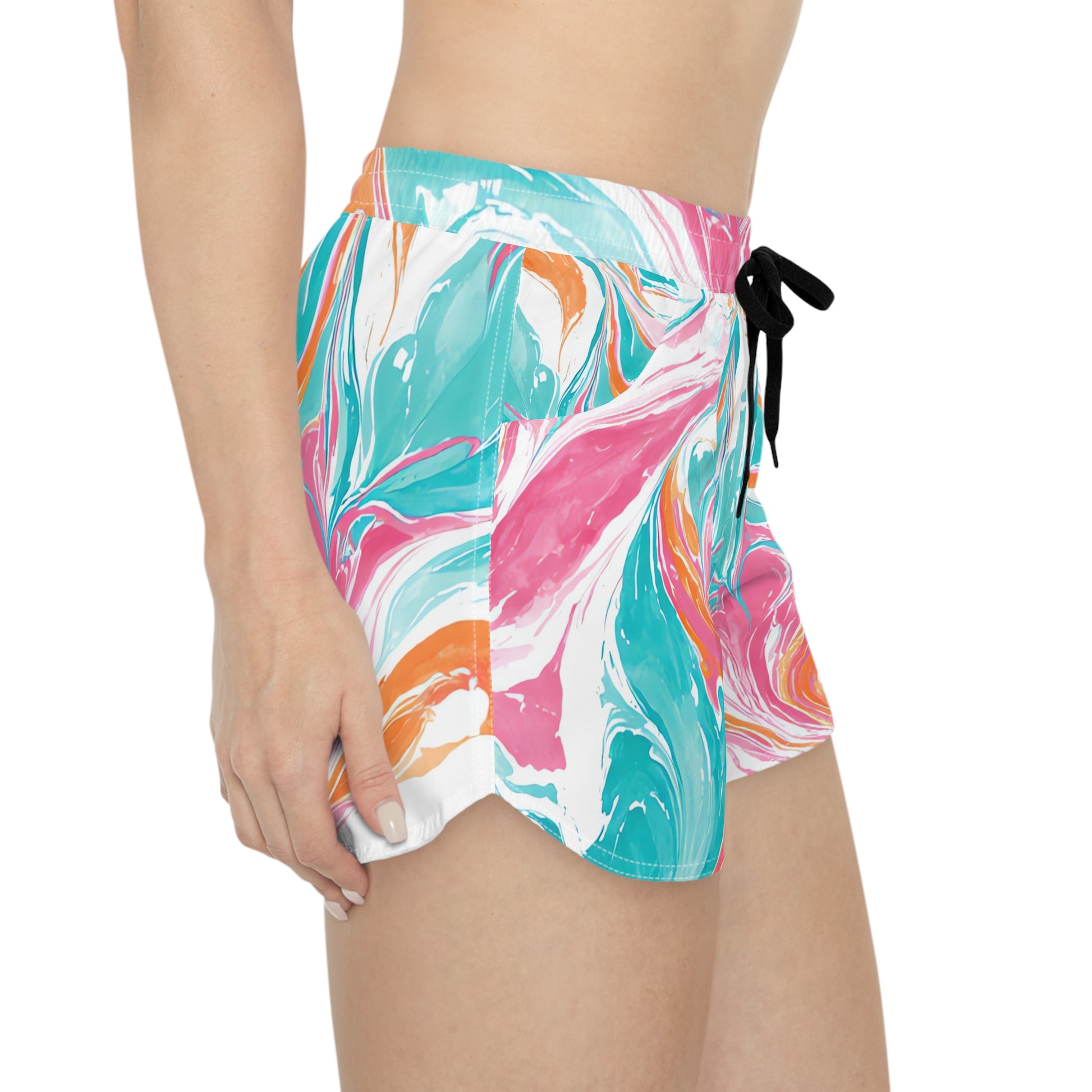 Liquid Pastel Spill Multi-Color Women's Casual Shorts (AOP), Artsulli - Art is Long, Life is Short, All Over Prints, , , , , , , 