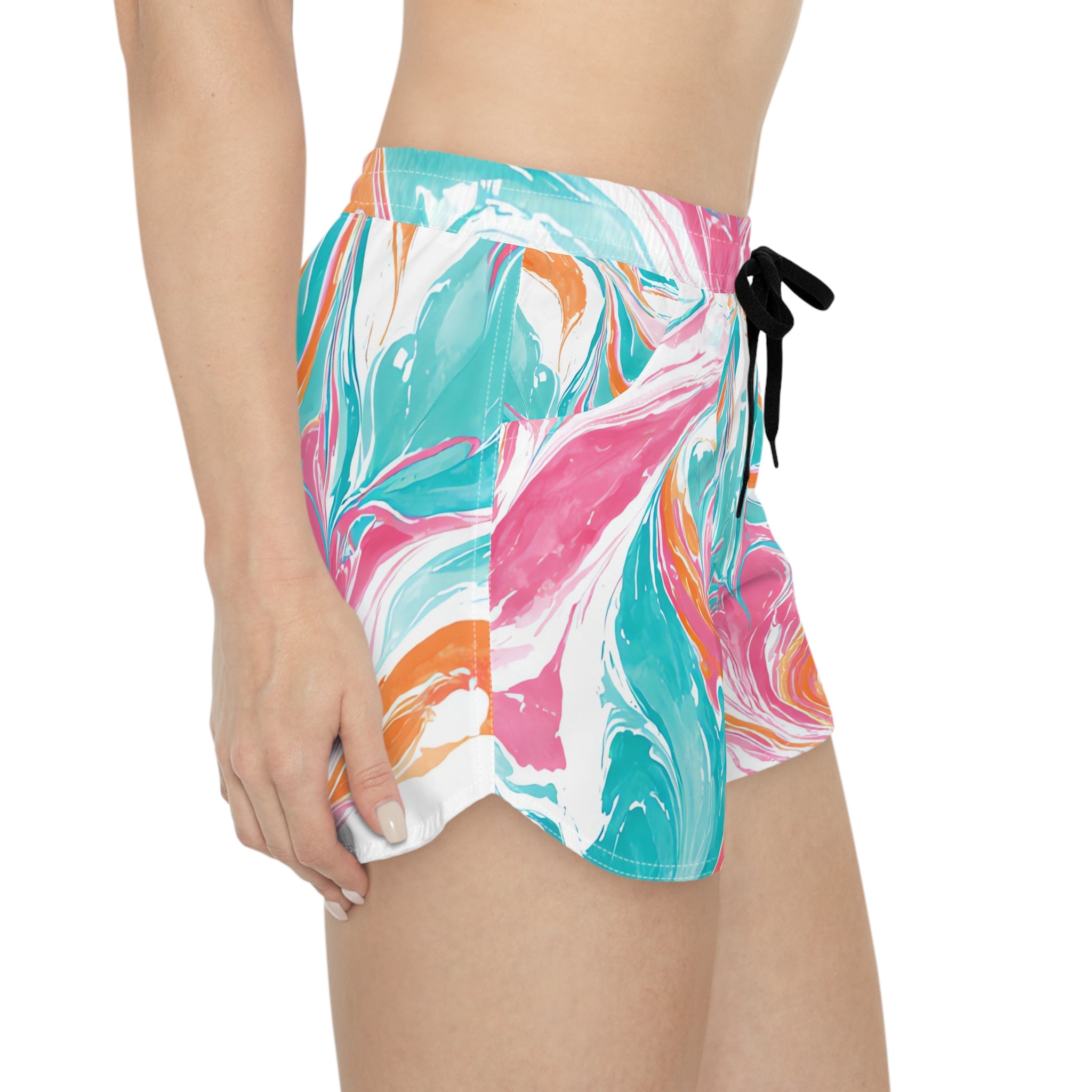 Liquid Pastel Spill Multi-Color Women's Casual Shorts (AOP), Artsulli - Art is Long, Life is Short, All Over Prints, , , , , , , 