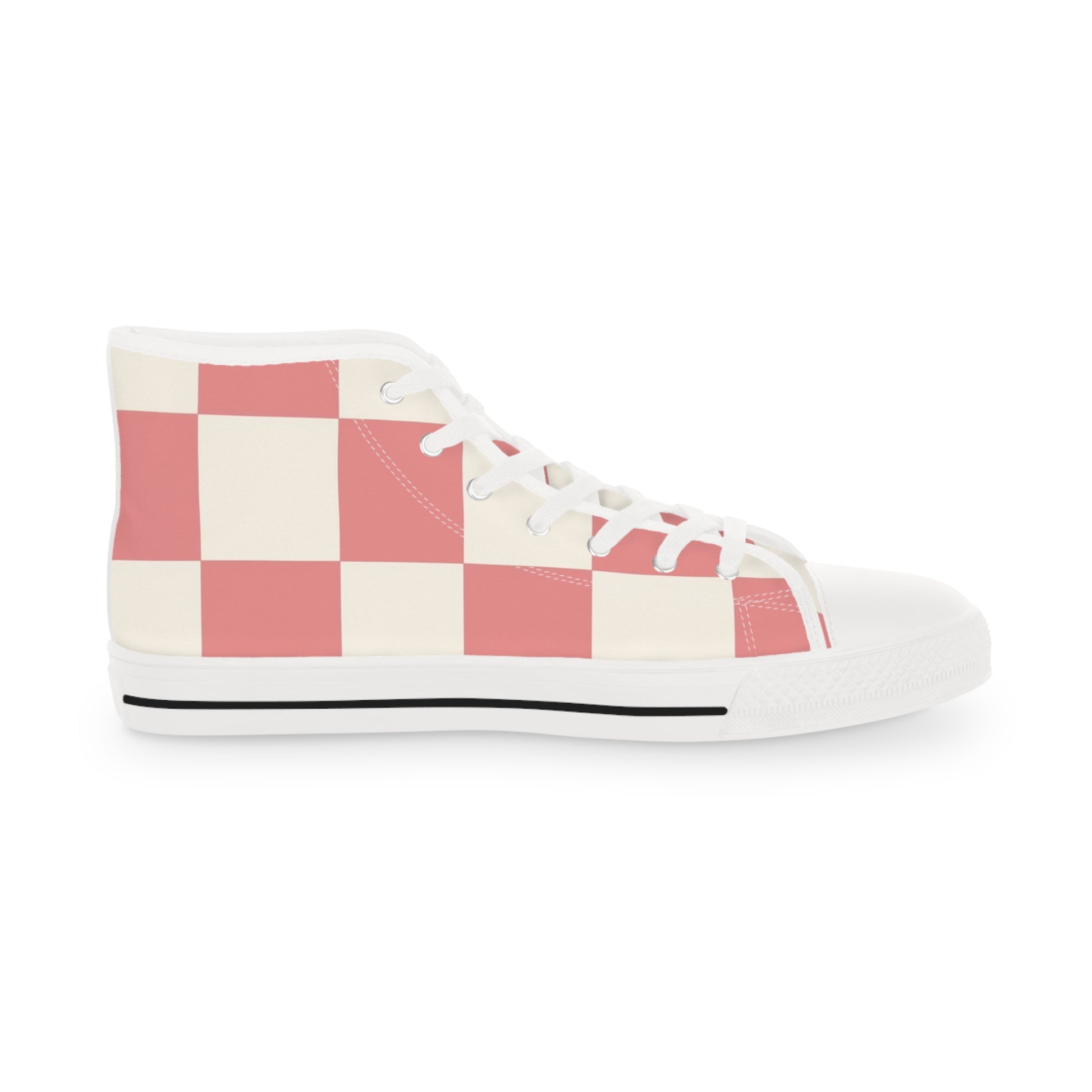 Retro Checkered Grassland Sprites Men's High Top Sneakers, Artsulli - Art is Long, Life is Short, Shoes, , , , , , , 