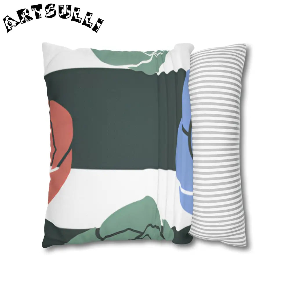 JAKKOUTTHEBXX Striped Rose Garden Spun Polyester Square Pillowcase