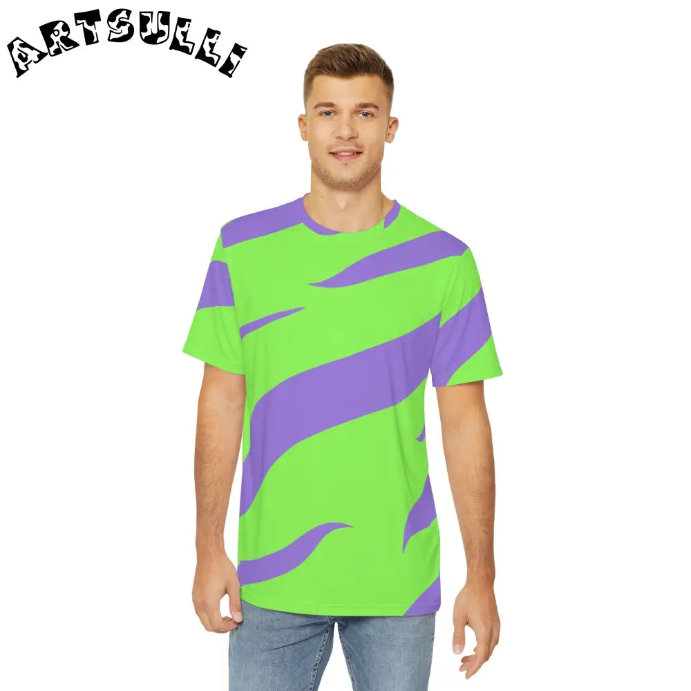 JAKKOUTTHEBXX Tyrannosaurus Print Green and Purple Men’s Polyester