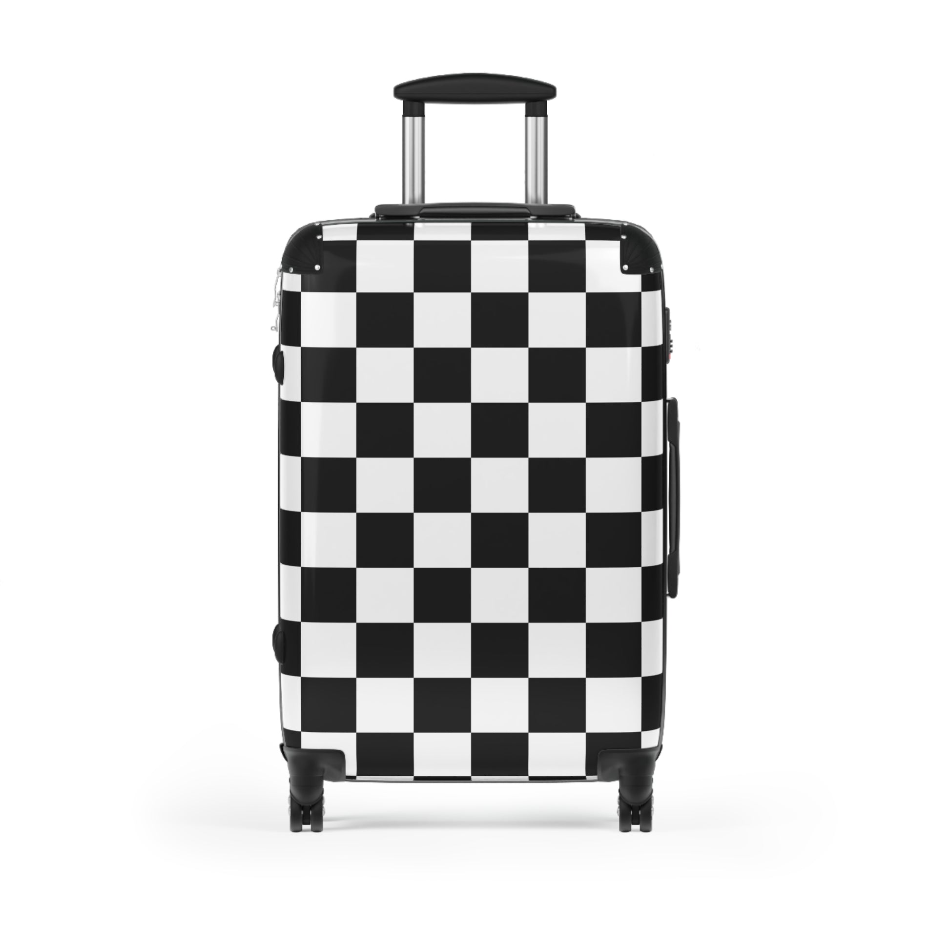 Checkerboard Black and White Suitcase, Artsulli - Art is Long, Life is Short, Bags, Size, Medium, Color, Black, , , 24660931454672