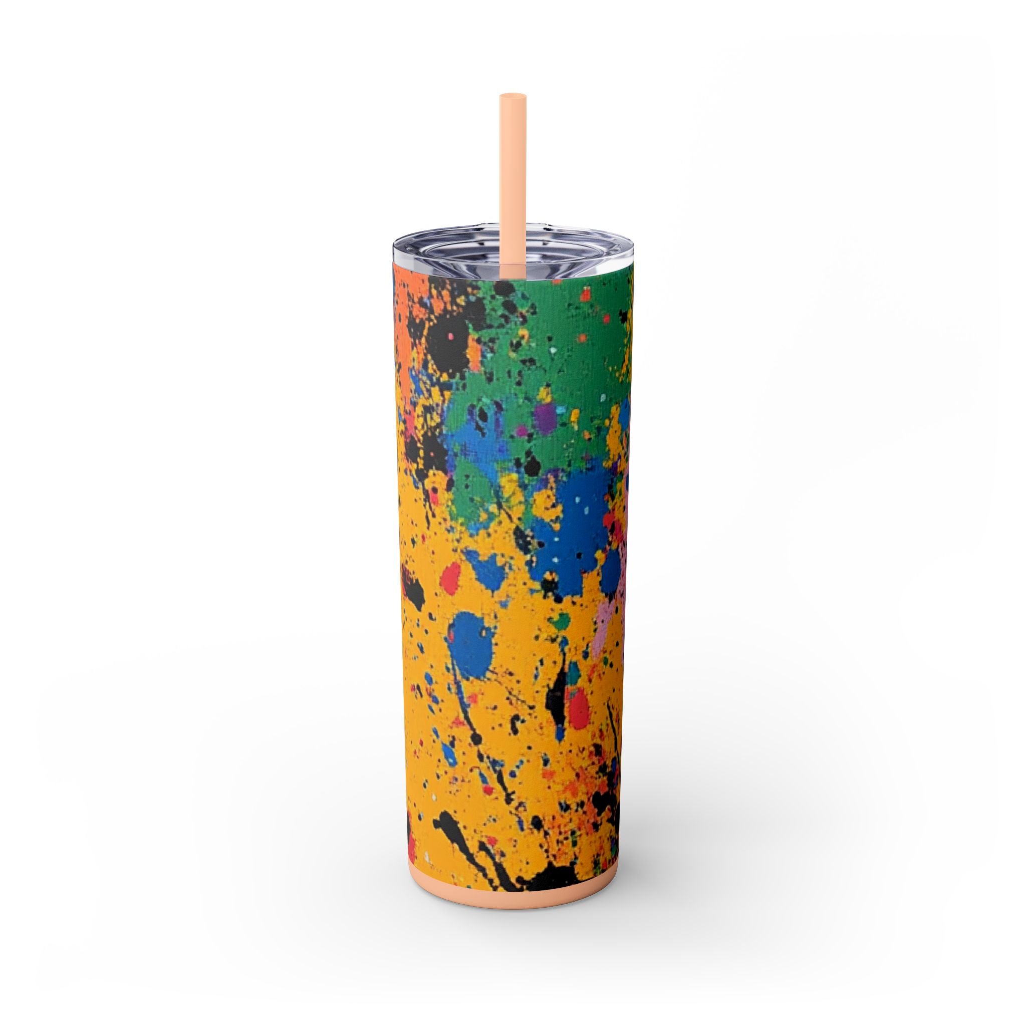 The Colors Of Paint Splatter Skinny Tumbler with Straw, 20oz, Artsulli - Art is Long, Life is Short, Mug, Finish, Matte, Color, Blush, Size, 20oz, 12627855136885