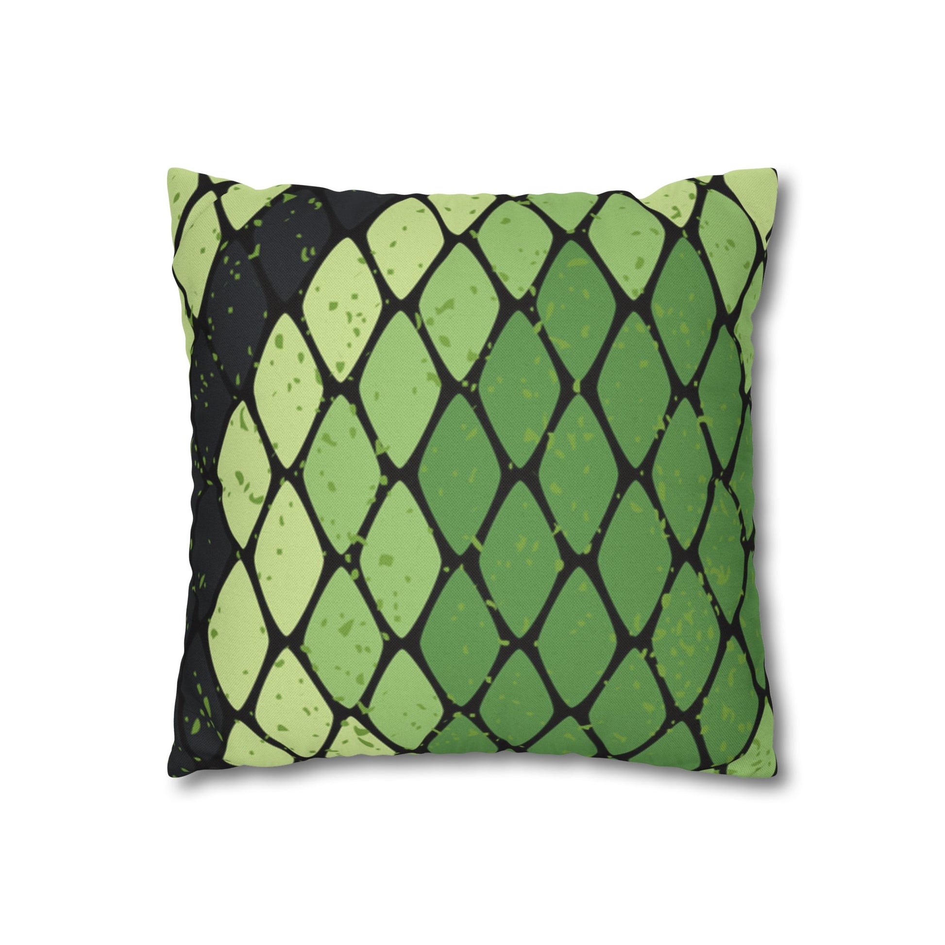 Snake Skin Green and Black Spun Polyester Square Pillowcase, Artsulli - Art is Long, Life is Short, Home Decor, , , , , , , 