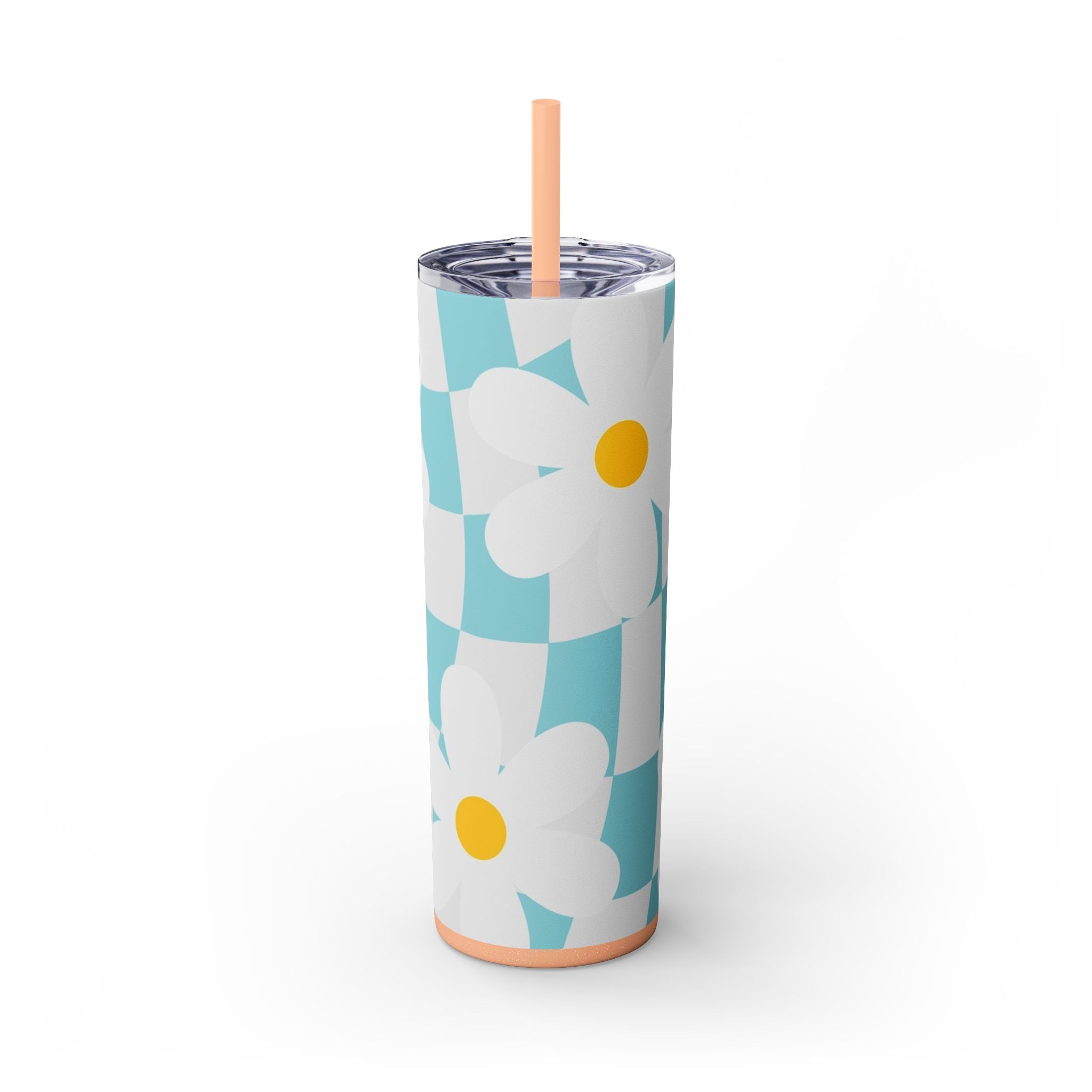 Trippy Check Garden Skinny Tumbler with Straw, 20oz, Artsulli - Art is Long, Life is Short, Mug, , , , , , , 