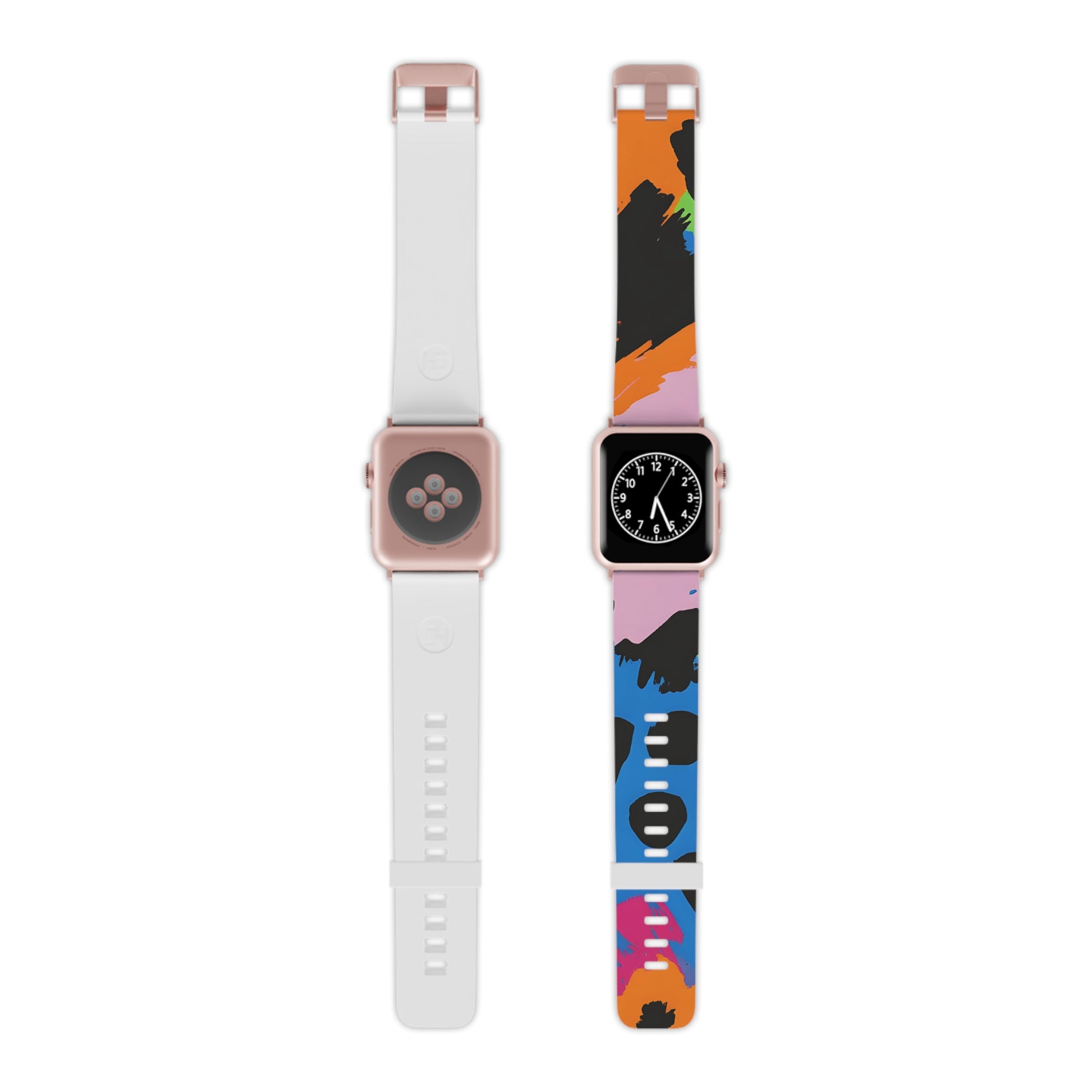 Wild Brush Strokes x Animal Print Multi-Color Watch Band for Apple Watch, Artsulli - Art is Long, Life is Short, Accessories, Size, 8'' × 0.75'' / 38 - 40 mm, Color, Rose Gold, , , 30773821651466001165