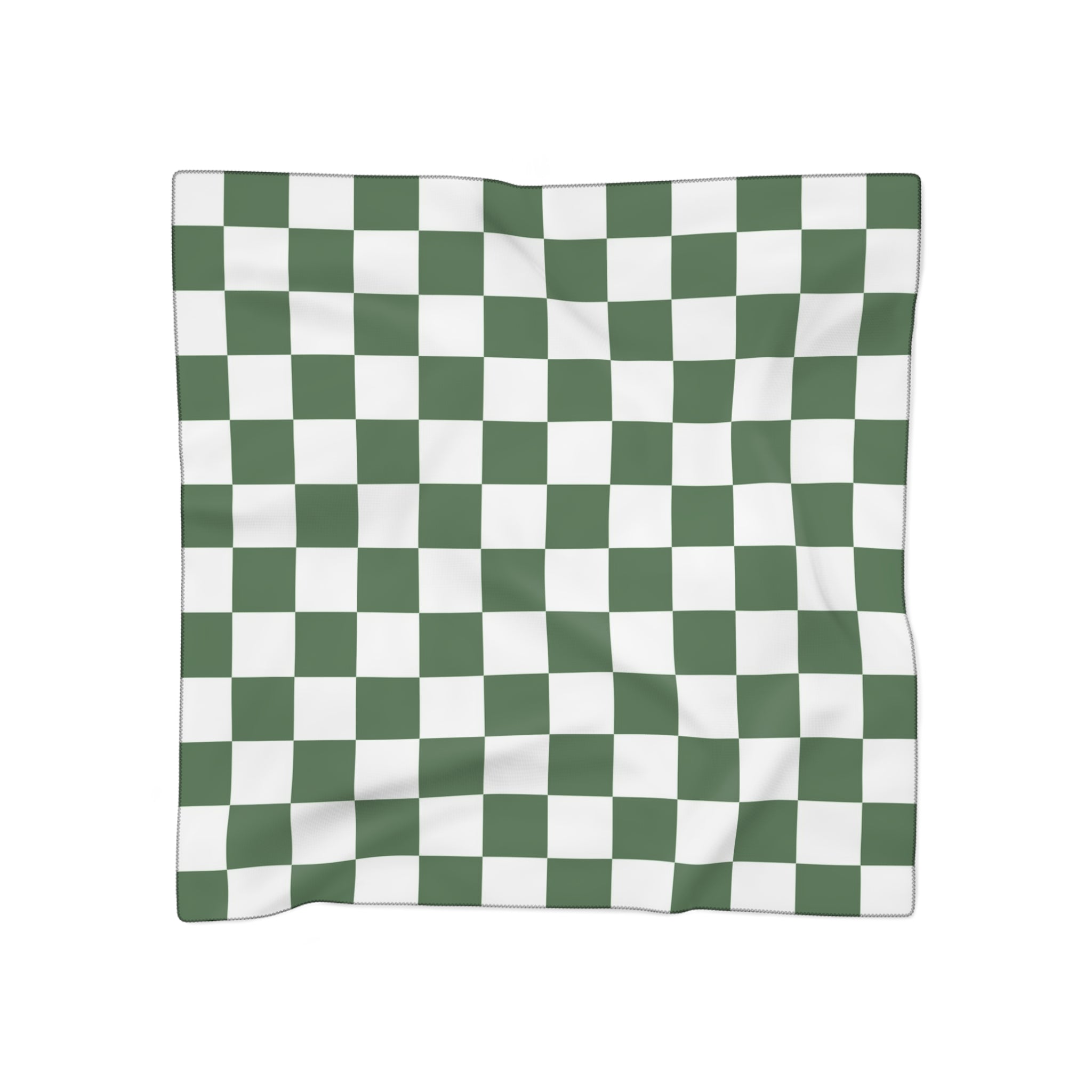Checkerboard White and Dark Green Poly Scarf, Artsulli - Art is Long, Life is Short, Accessories, Color, Poly chiffon, Size, 25" × 25", , , 30039084268942803413